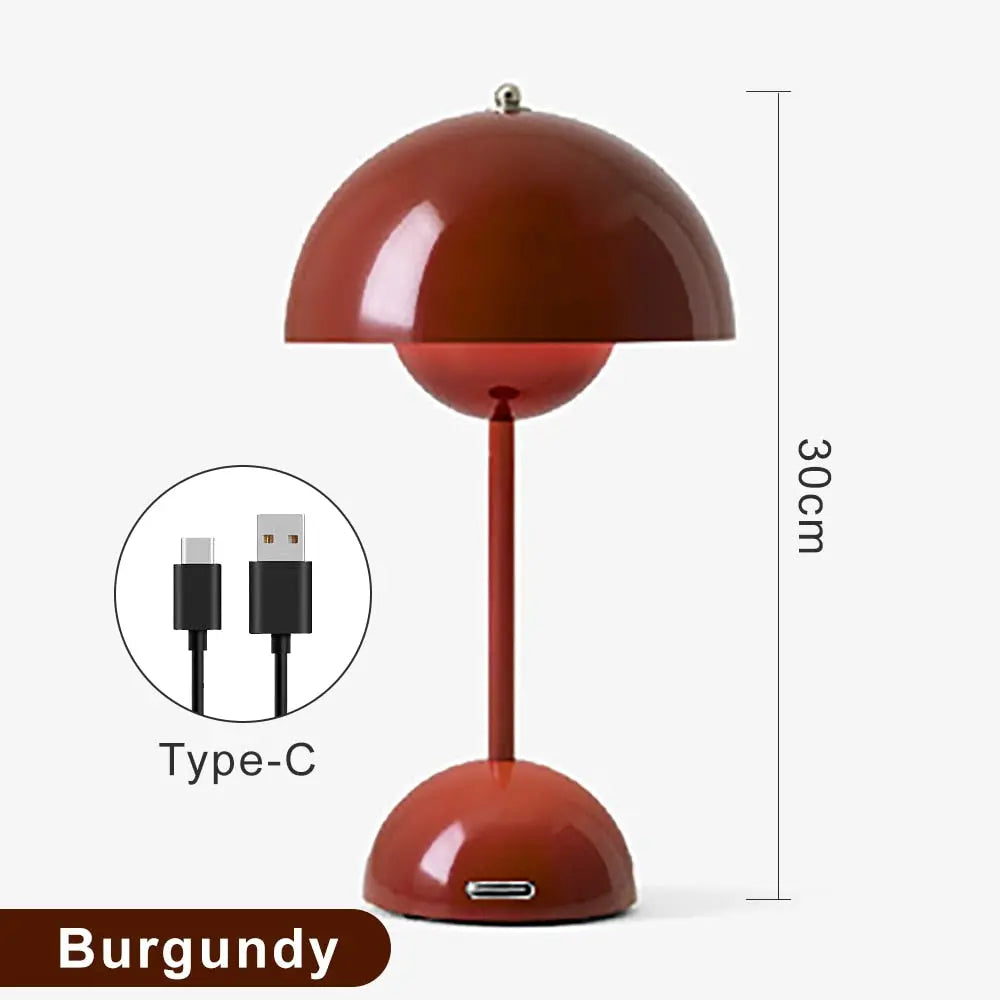 Rechargeable Mushroom LED Table Lamp - Portable Night Light for Bedroom, Nursery, Kids Room & Office Desk - Soft Warm White Light for Reading & Relaxation