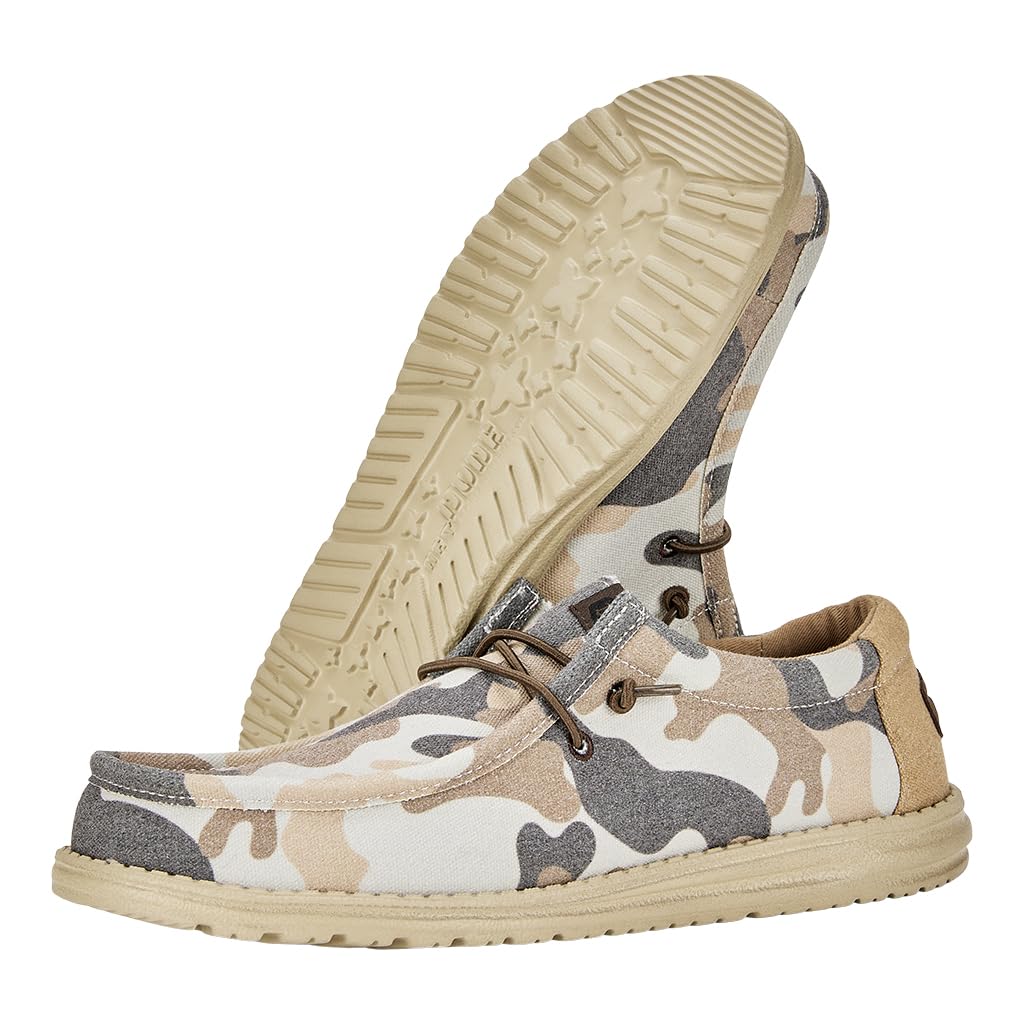 Hey Dude Men's Wally Washed Camo Slip-On Loafers - Lightweight Comfortable Shoes for Men | Perfect for Casual Wear, Travel & Everyday Use