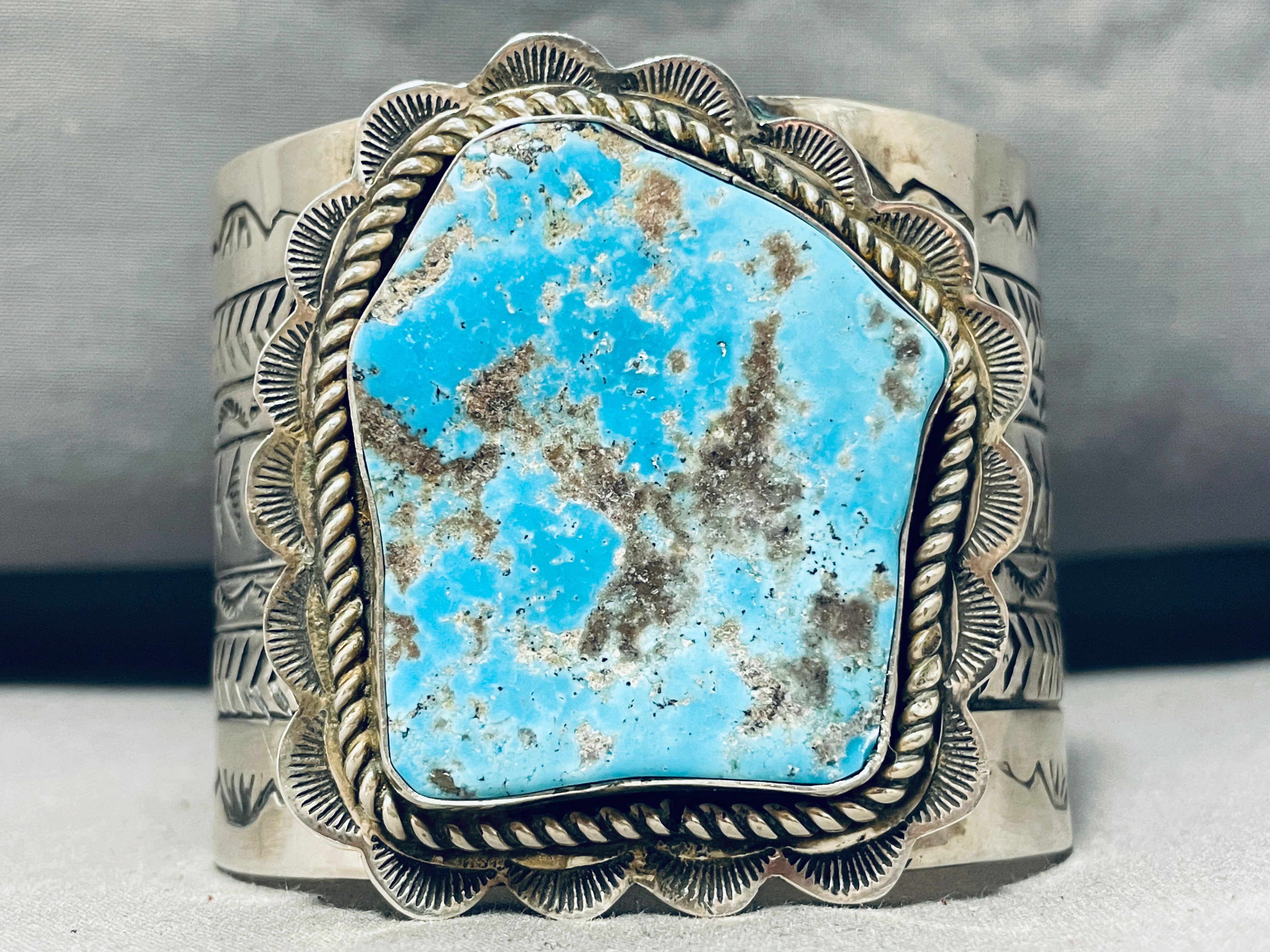 180 Grams Navajo Turquoise Sterling Silver Cuff Bracelet - Handmade Native American Jewelry for Women, Boho Fashion & Gift Ideas