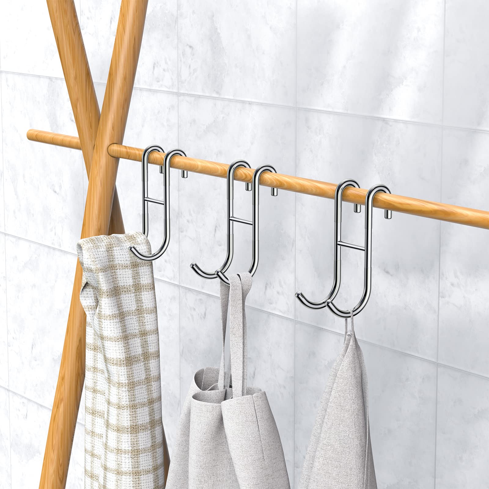 2 Pack Silver 304 Stainless Steel Over Shower Glass Door Hooks - No Drill Bathroom Hanger for Towels, Robes, Bathing Suits & Accessories - Rustproof Frameless Shower Organizer for Spa, Gym & Home Use