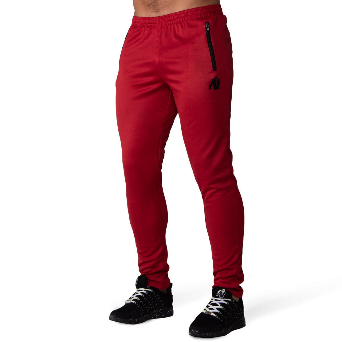 Ballinger Athletic Track Pants for Men & Women - Red & Black Color Block Design - Comfortable Running, Workout, and Lounge Pants for Gym, Jogging, and Casual Wear