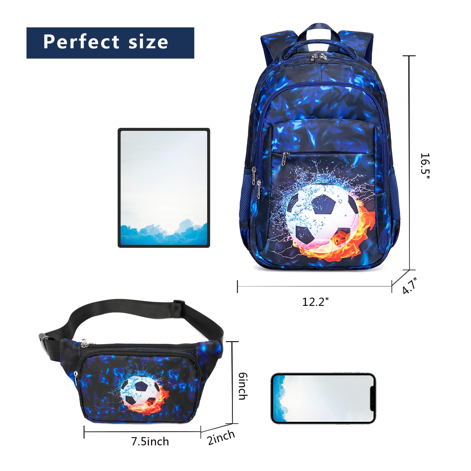 LEDAOU Kids School Backpack with Lunch Box - Waterproof Bookbag for Boys & Girls, Preschool Kindergarten Toddler Backpack for School, Travel & Outdoor Activities