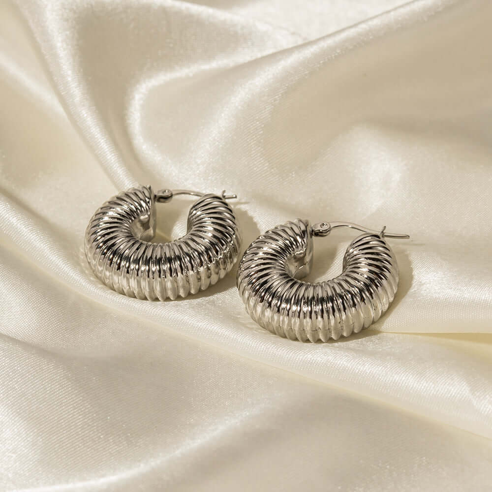 18K Gold Plated Spiral Hoop Earrings for Women - Chunky Statement Jewelry | JDE138 | Perfect for Parties, Weddings & Everyday Wear