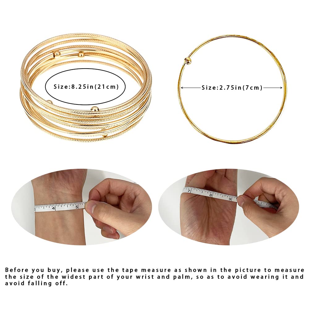 Madison Tyler Classic Collection 11 Piece Stackable Bangle Bracelet Set - Gold Plated Jewelry for Women | 5 Smooth & 6 Textured Bangles | Perfect for Everyday Wear, Parties & Gifts