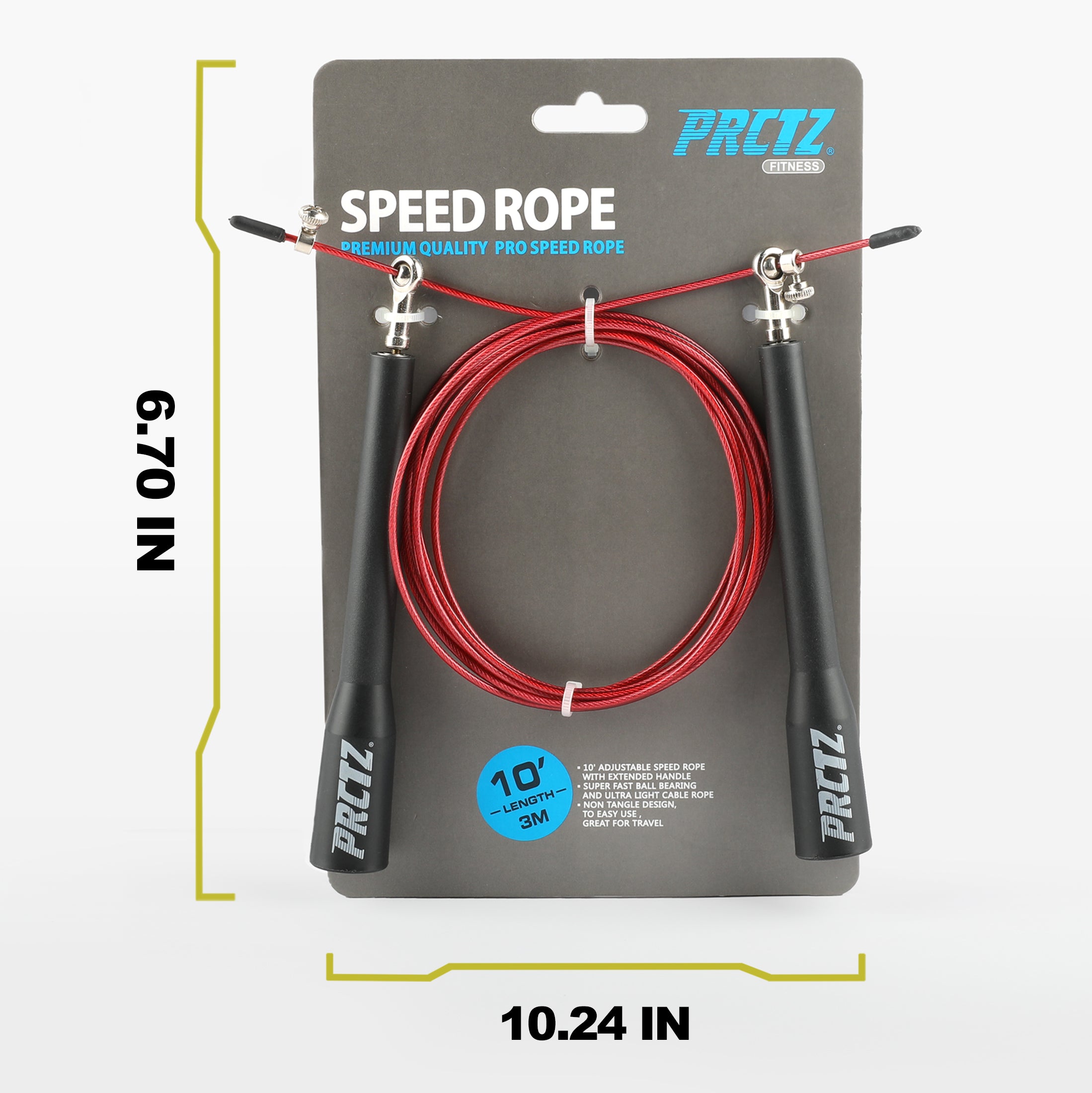 PRCTZ 10ft Adjustable Speed Jump Rope - Durable Skipping Rope for Workout, Fitness, Boxing & Cross Training - Ideal for Home Gym, Cardio Exercise & Weight Loss