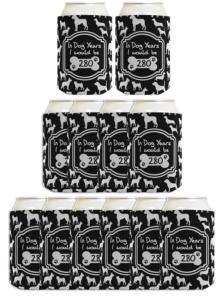 12 Pack Black Can Coolers - 40th Birthday Gifts for Dog Lovers (280 Dog Years)