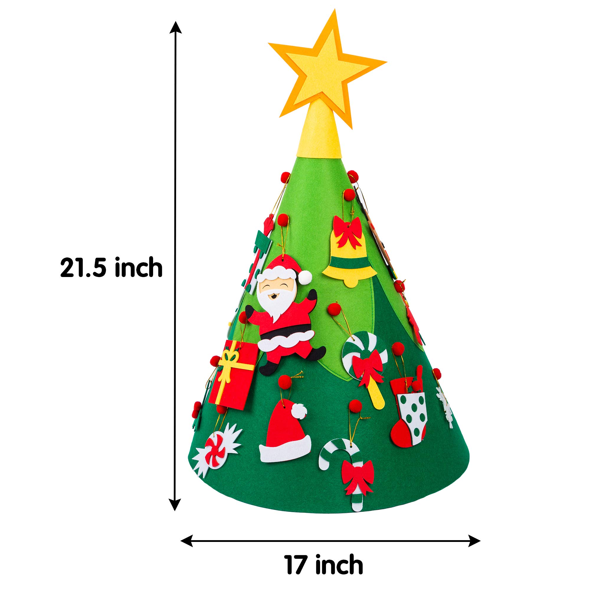 JOYIN 3D DIY Felt Wall Christmas Tree with 30 Hanging Ornaments - Fun Holiday Decor for Kids, Toddlers & Family - Perfect for Bedroom, Nursery & Classroom Christmas Decorations