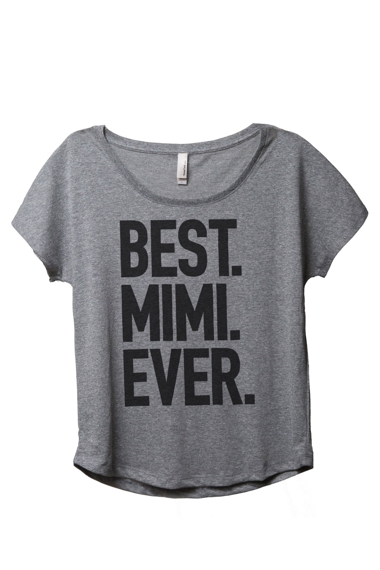 Best Mimi Ever Women's Slouchy Dolman T-Shirt - Soft Casual Long Sleeve Tee in Heather Grey | Perfect for Lounge Wear, Weekend Outfits & Layering