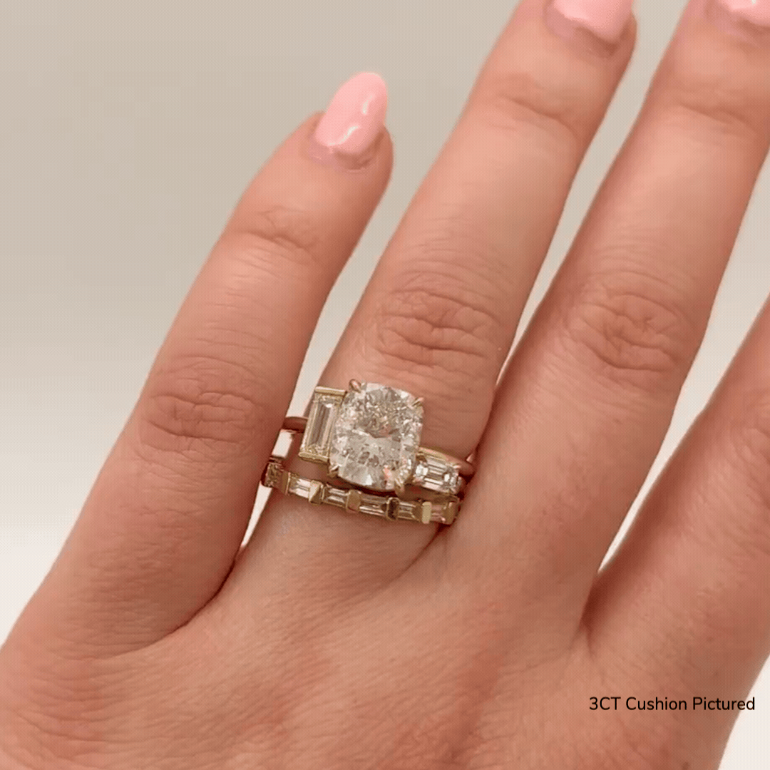 3 Stone Cushion Cut Engagement Ring - Vintage Inspired Wedding Band for Women - Perfect for Proposals, Anniversaries & Bridal Jewelry Gifts