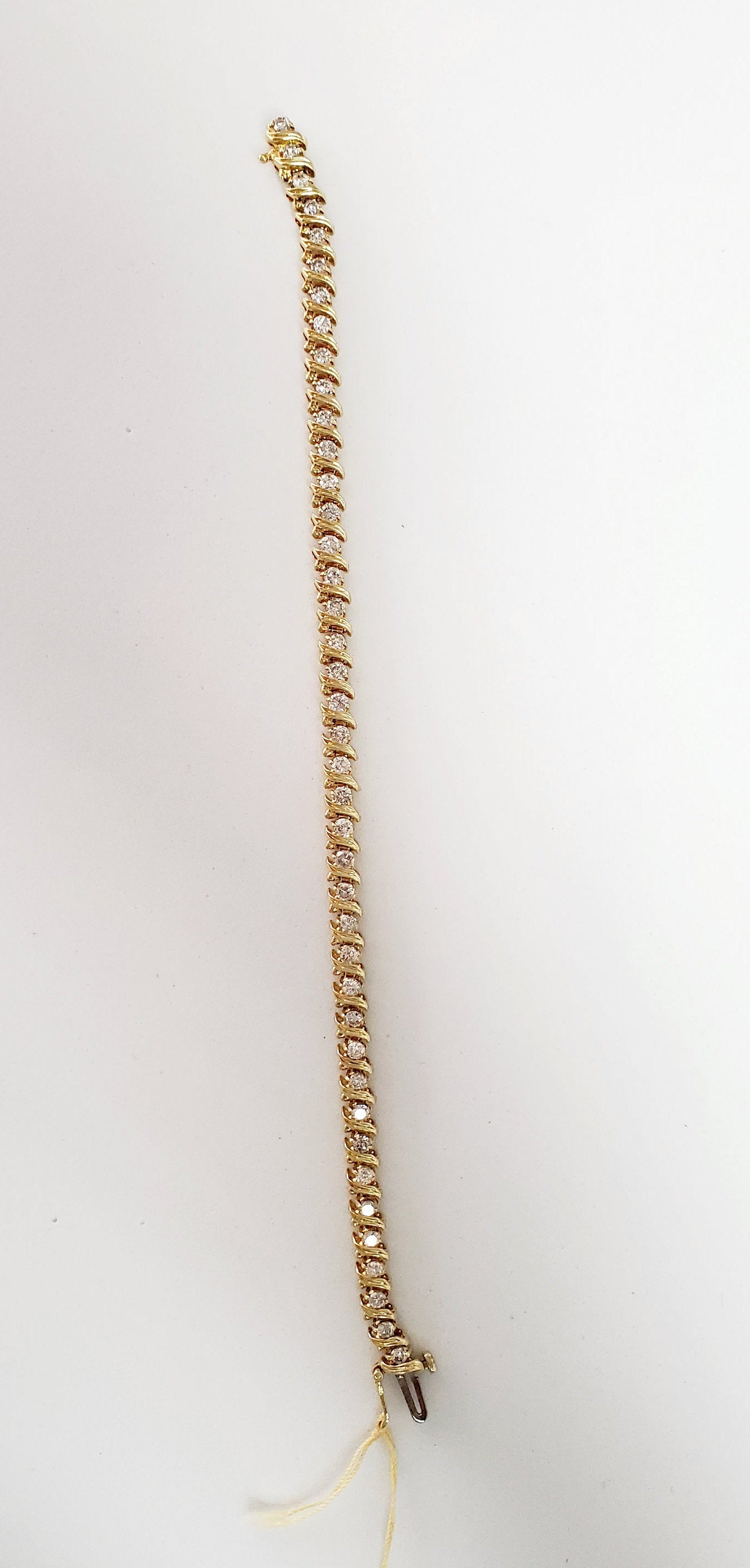 3.50 Carat S-Style Diamond Tennis Bracelet in 14K Yellow Gold - Elegant Jewelry for Women, Perfect for Weddings, Parties & Special Occasions