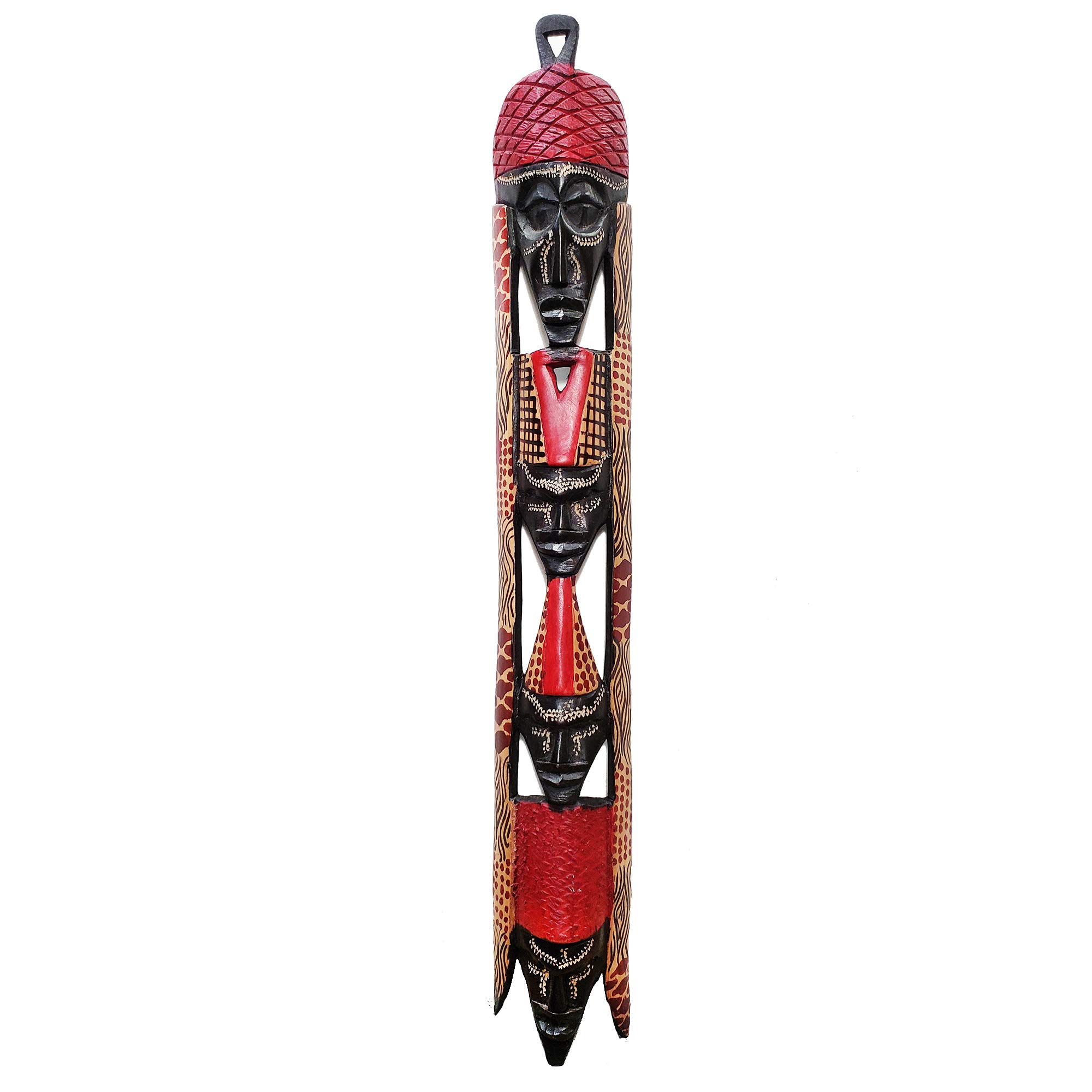 Hand Carved African Tribal Masks Wall Art - Safari Decor with Wild Animal & Tribal Faces for Home & Office Display - Perfect for Living Room, Bedroom, or Cultural Decor