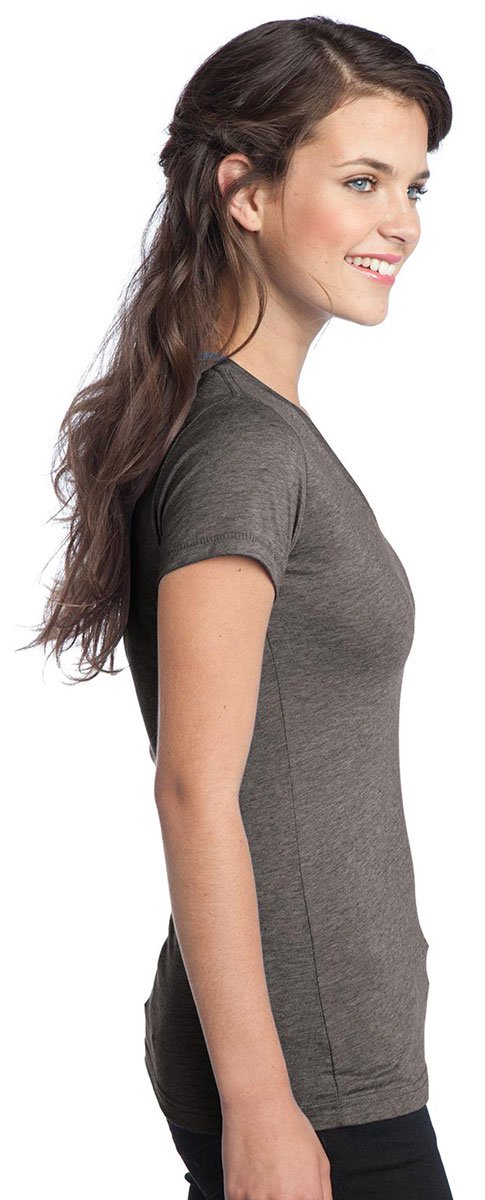 District Women's Tri-Blend Heathered V-Neck T-Shirt - Soft Comfort Fit Casual Tee for Everyday Wear, Lounge & Workout
