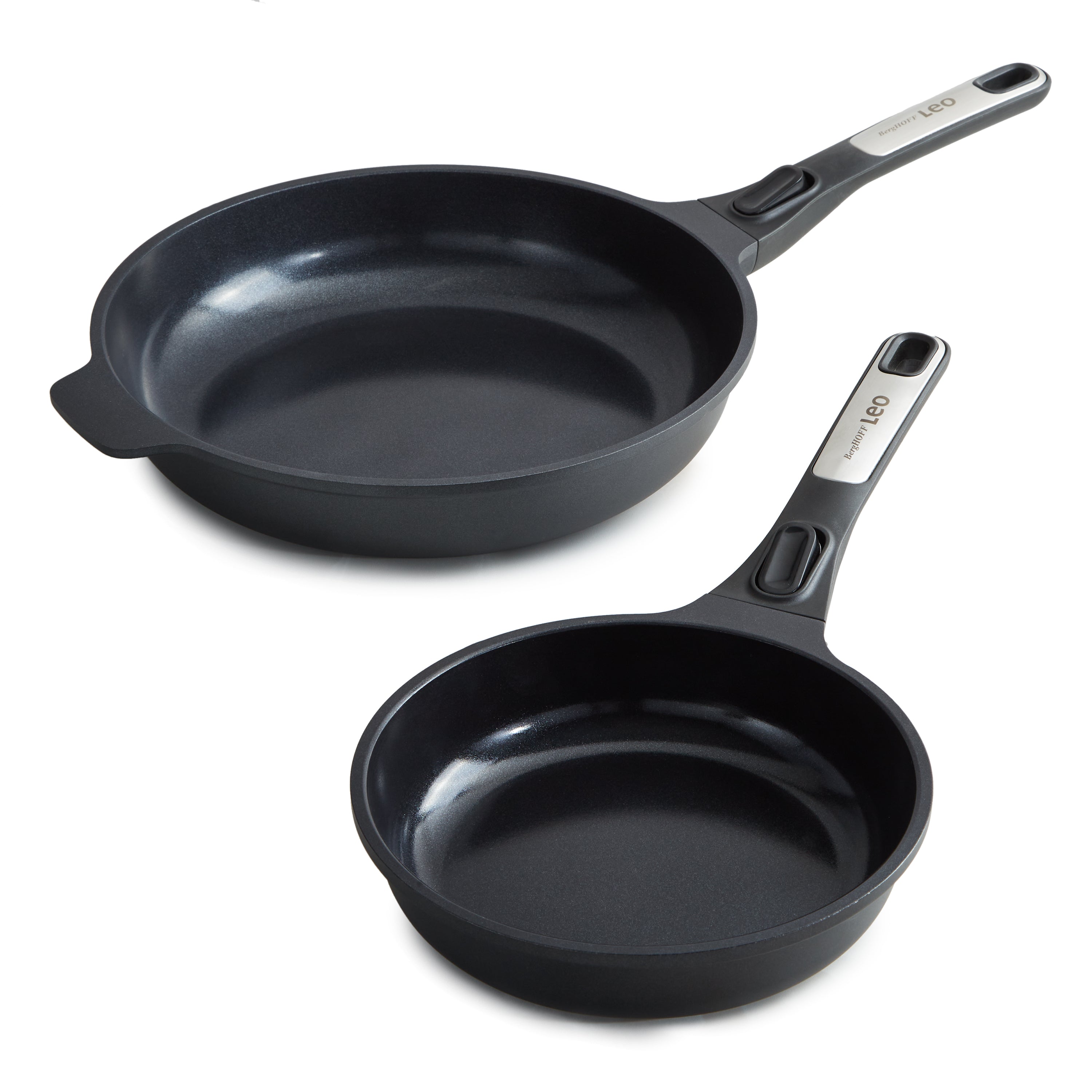 BergHOFF Leo Phantom 2-Piece Nonstick Ceramic Frying Pan Set with Recycled Aluminum - Perfect for Sauteing, Frying & Healthy Cooking