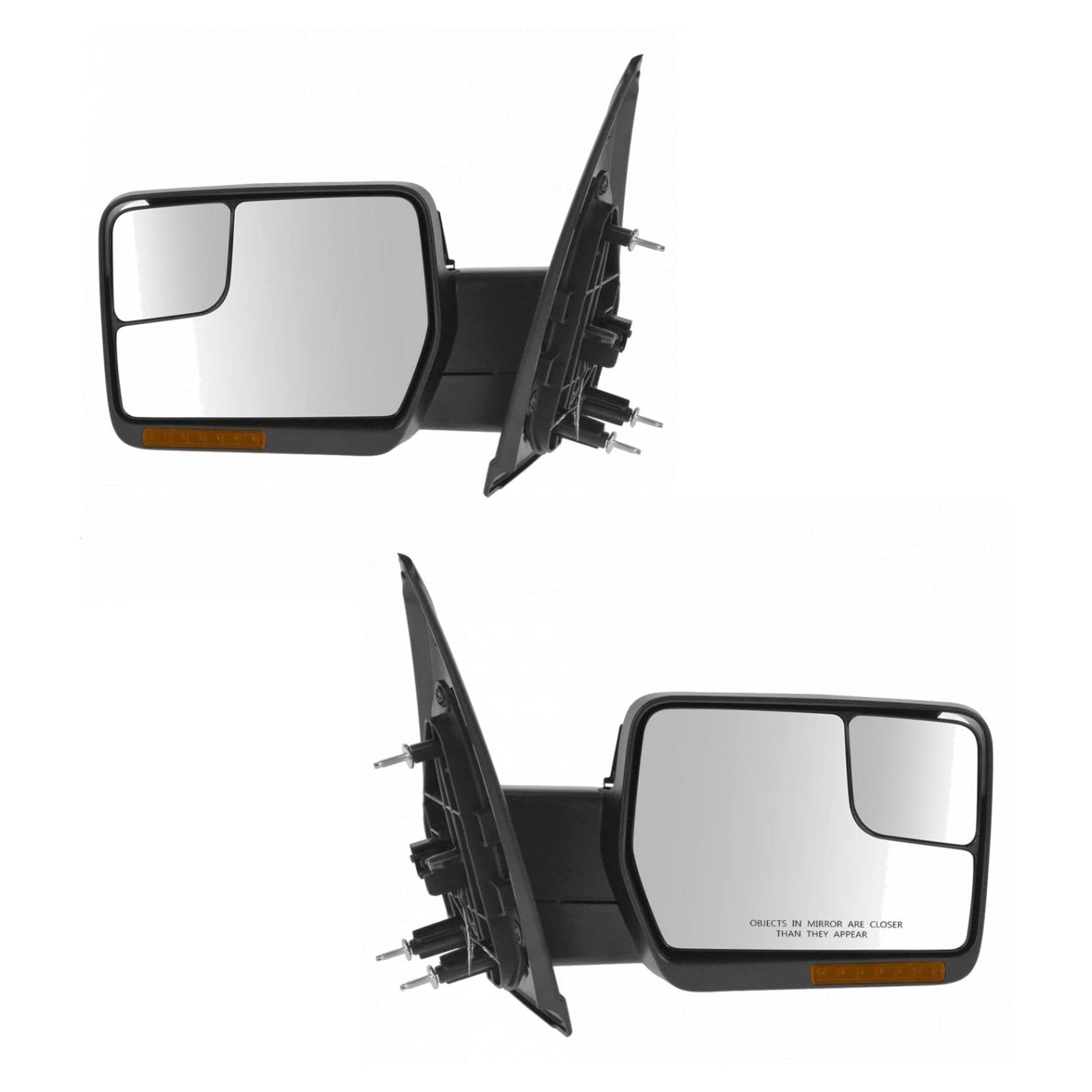 Ford Power Folding Heated Side Mirrors with Turn Signal & Puddle Lights - Chrome Pair (Perfect for Winter Driving & Night Visibility)