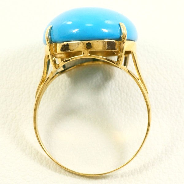 18K Yellow Gold Turquoise Ring for Women – Handmade Genuine Turquoise Jewelry, Dainty Boho Stacking Ring, Perfect for Gifts, Weddings & Everyday Wear