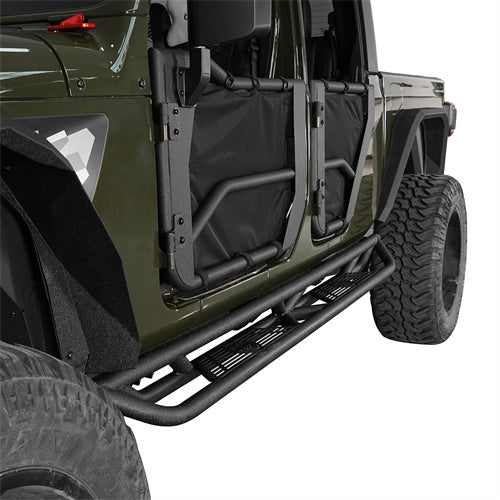 4 Door Running Boards & Tubular Half Doors for 2020-2024 Jeep Gladiator JT - Heavy Duty Side Steps & Off-Road Protection - Perfect for Trail Riding & Truck Customization