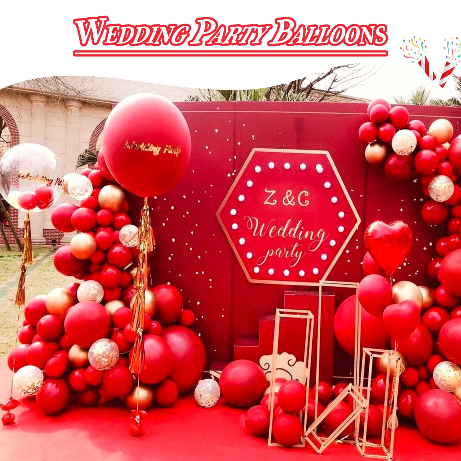 KAWKALSH 111Pcs Red Balloon Arch Kit - 18, 12, 5 Inch Latex Balloons for Birthday, Baby Shower, Wedding, Engagement, Anniversary & Christmas Party Decorations - Perfect for Indoor/Outdoor Events, Photo Backdrops & Festive Celebrations