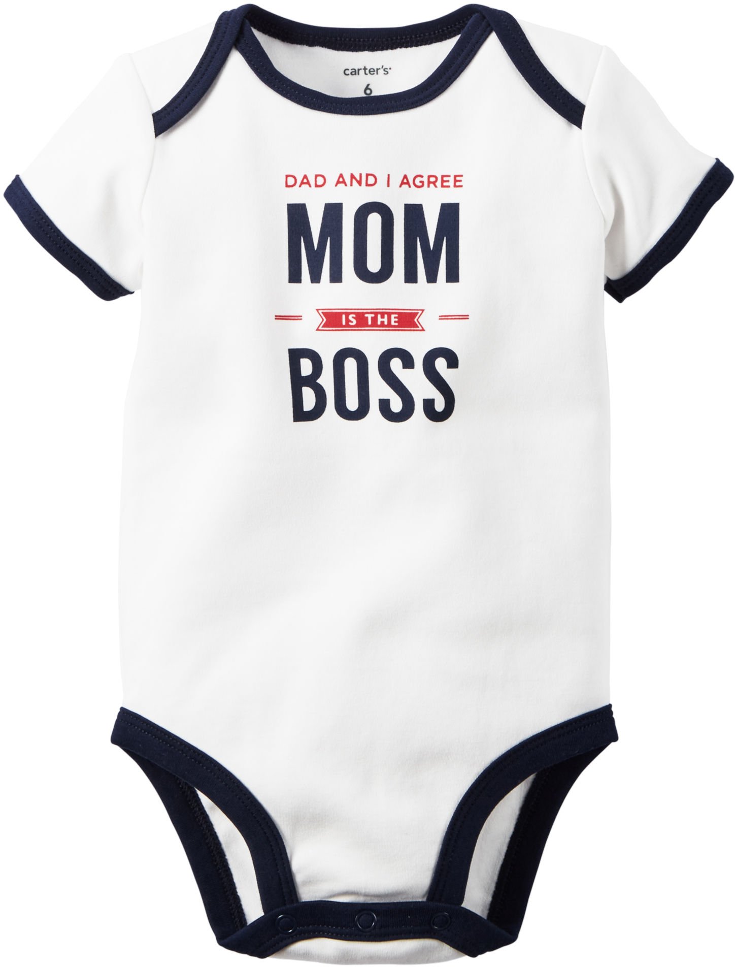 Carters Baby Boys 'Moms The Boss' White Bodysuit - 12 Months | Soft Cotton Infant Onesie for Everyday Wear & Special Occasions