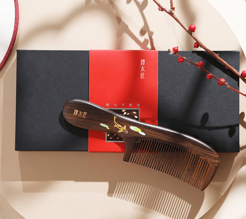 Premium Handcrafted Koi Fish Wooden Comb for Hair Care - Natural & Smooth Detangling - Perfect for Daily Styling, Gifts, and Japanese Culture Enthusiasts