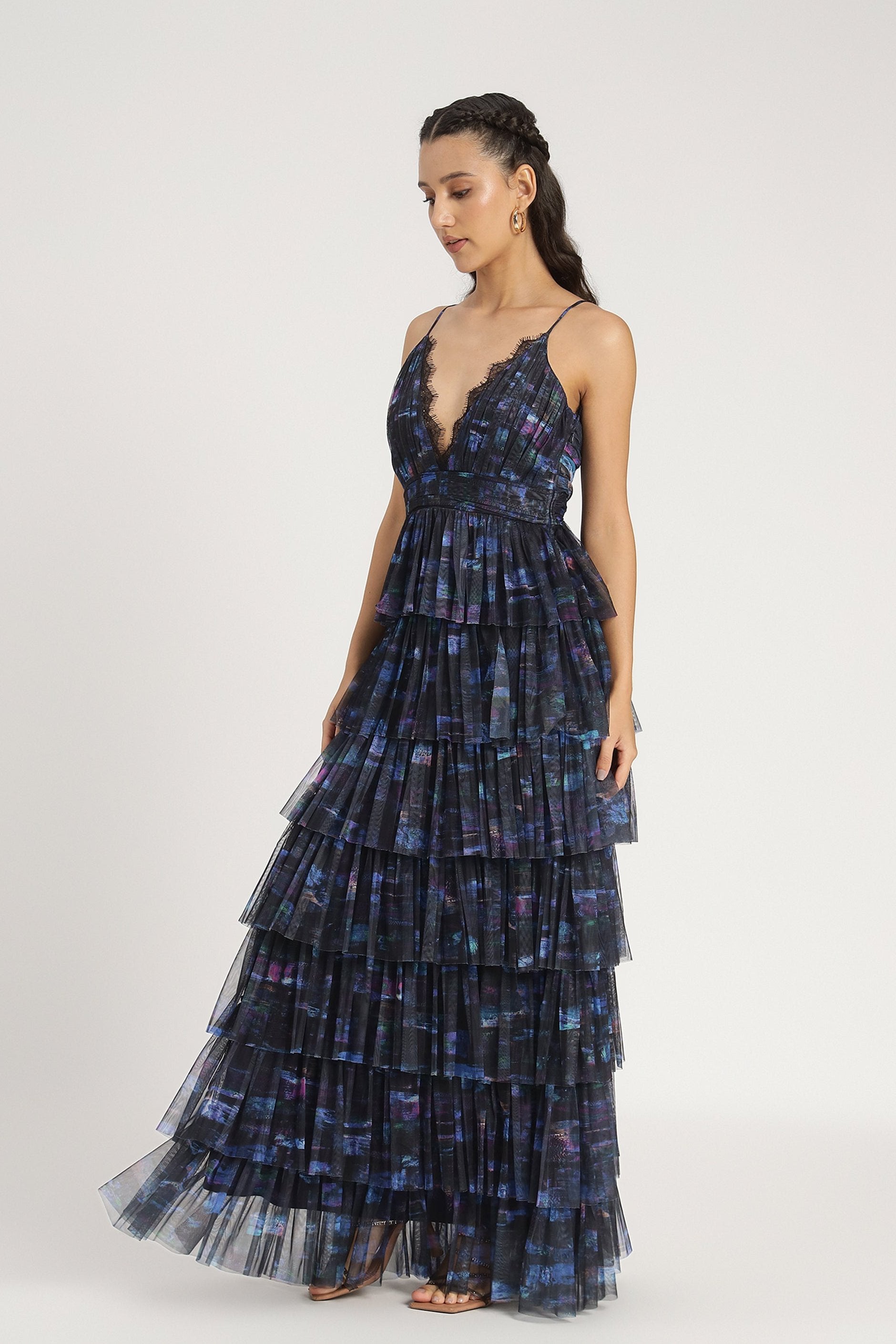 Oakley Women's Maxi Dress - Floral Print Blue Long Summer Dress for Beach, Vacation & Casual Wear