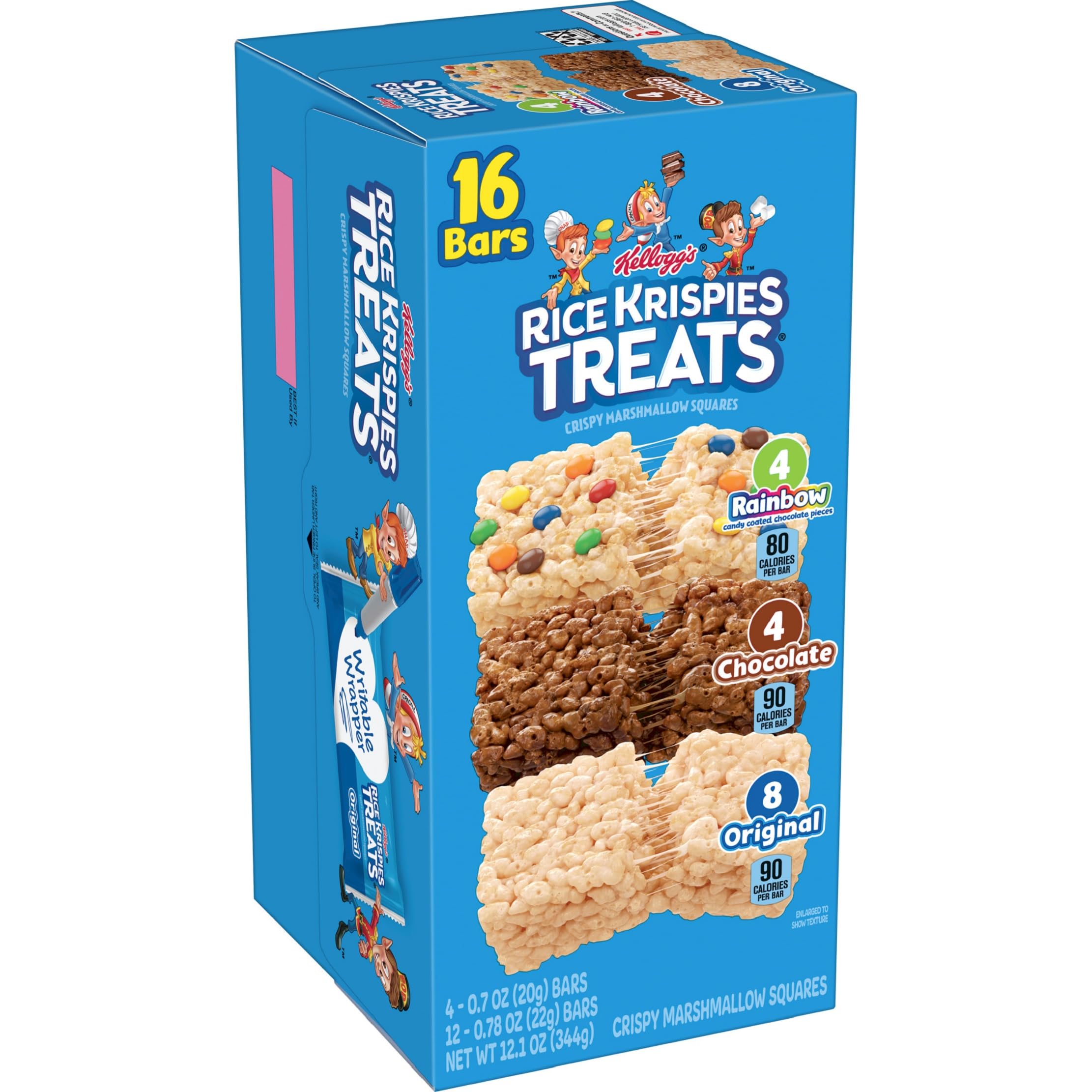 Crunchy Rice Krispies Treats Marshmallow Snack Bars - Kids Favorite School Lunch Snacks, Variety Pack (6 Boxes, 96 Bars) - Perfect for Lunchboxes, After-School Treats & Birthday Party Favors