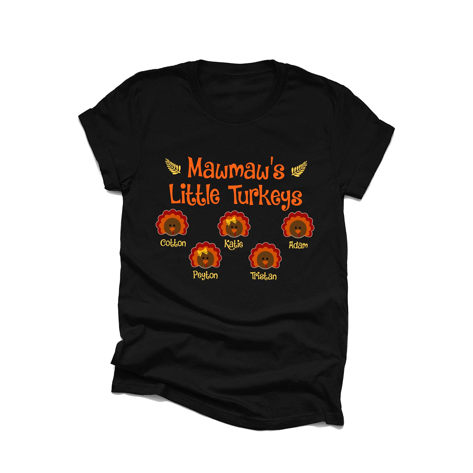 Personalized Fall T-Shirt - 'Mawmaw's Little Turkeys' Funny Thanksgiving Graphic Tee for Grandma, Halloween & Family Gatherings - One Size - Perfect Gift for Thanksgiving & Autumn Celebrations