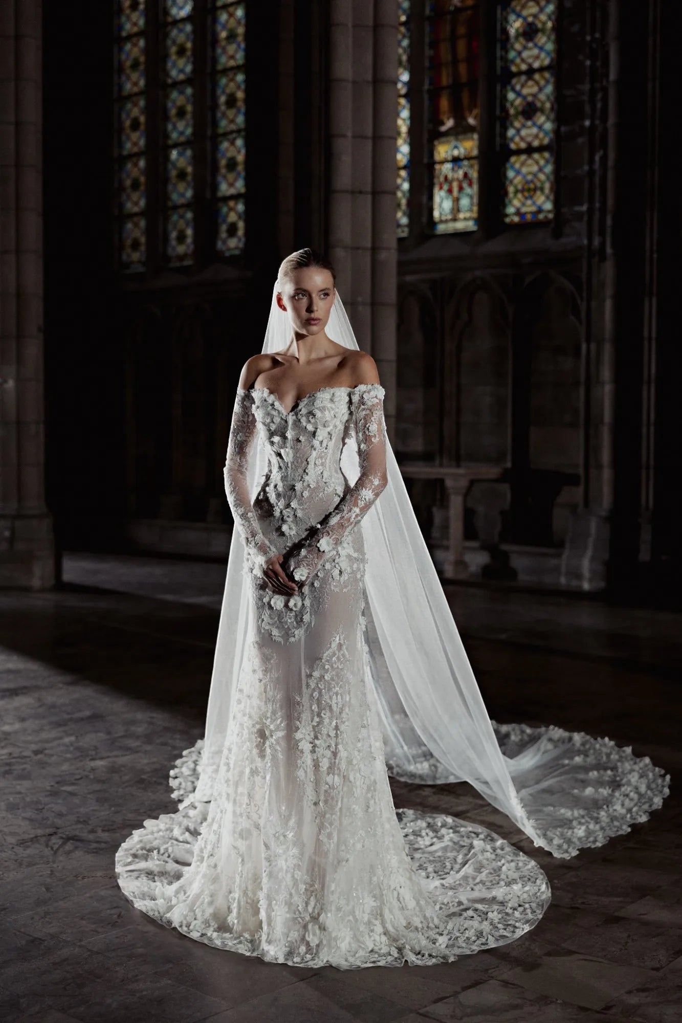 Luxury Detachable Long Sleeve Lace Mermaid Wedding Dress for Bride - Custom Made Bridal Gowns for Church Ceremony, Beach Wedding & Formal Reception