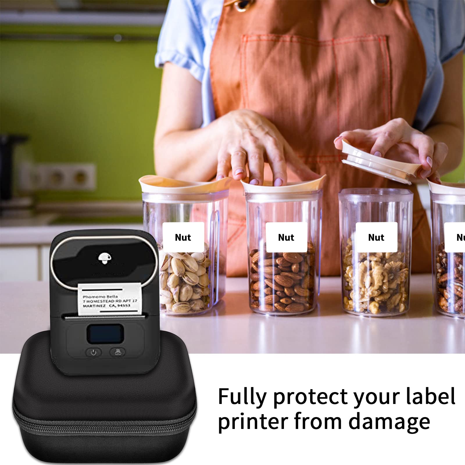 Phomemo M110 Label Maker Case - Portable Mini Bluetooth Thermal Label Printer Storage Bag for Printer Labels, USB Cable & Accessories (Black, Box Only) | Perfect for Office, Home & Travel Organization