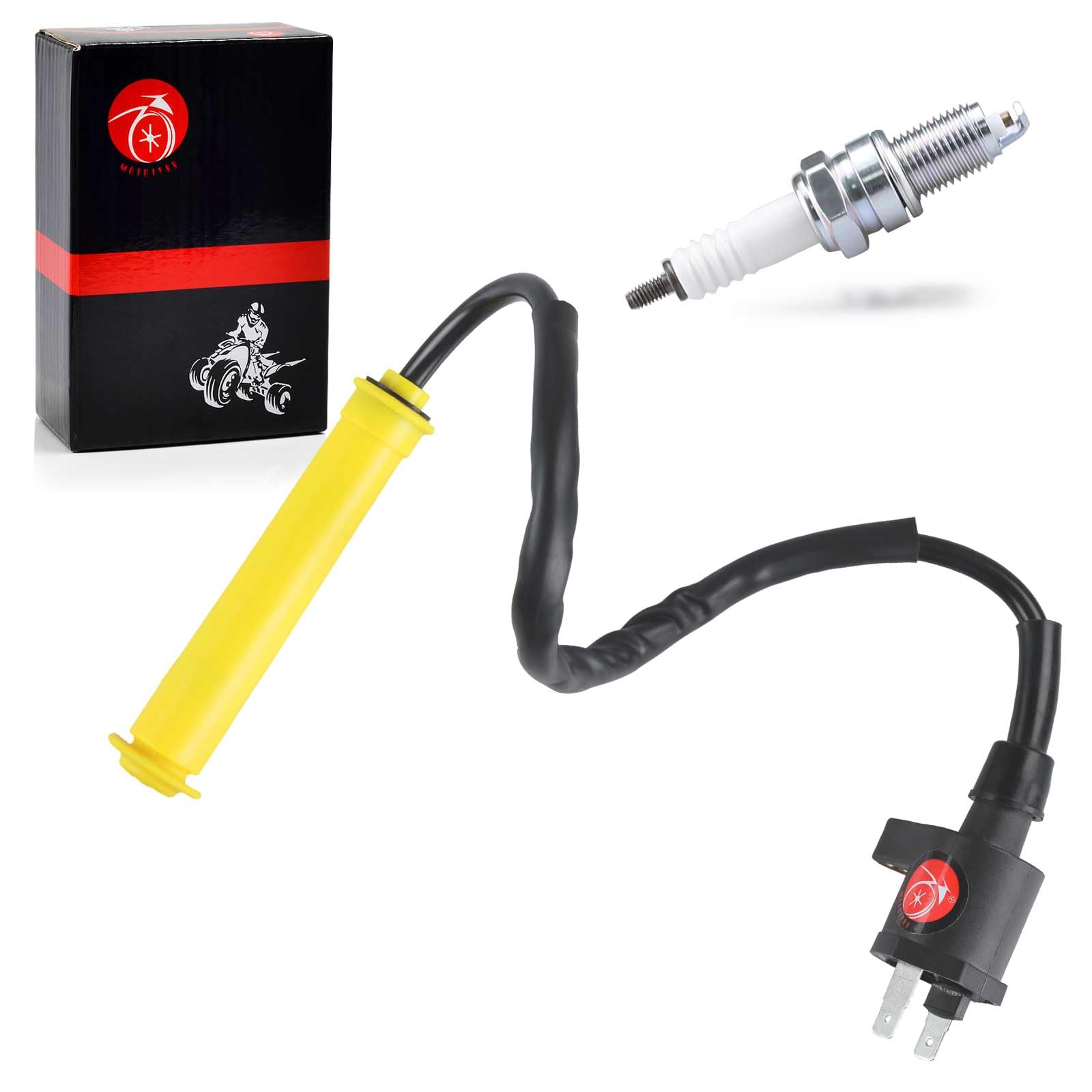 High Performance Ignition Coil & Spark Plug Kit with Cap Compatible with Honda XR250R (1996-2004) & XR250L (1991-1996) - Perfect for Off-Road Motorcycle Maintenance & Engine Tuning