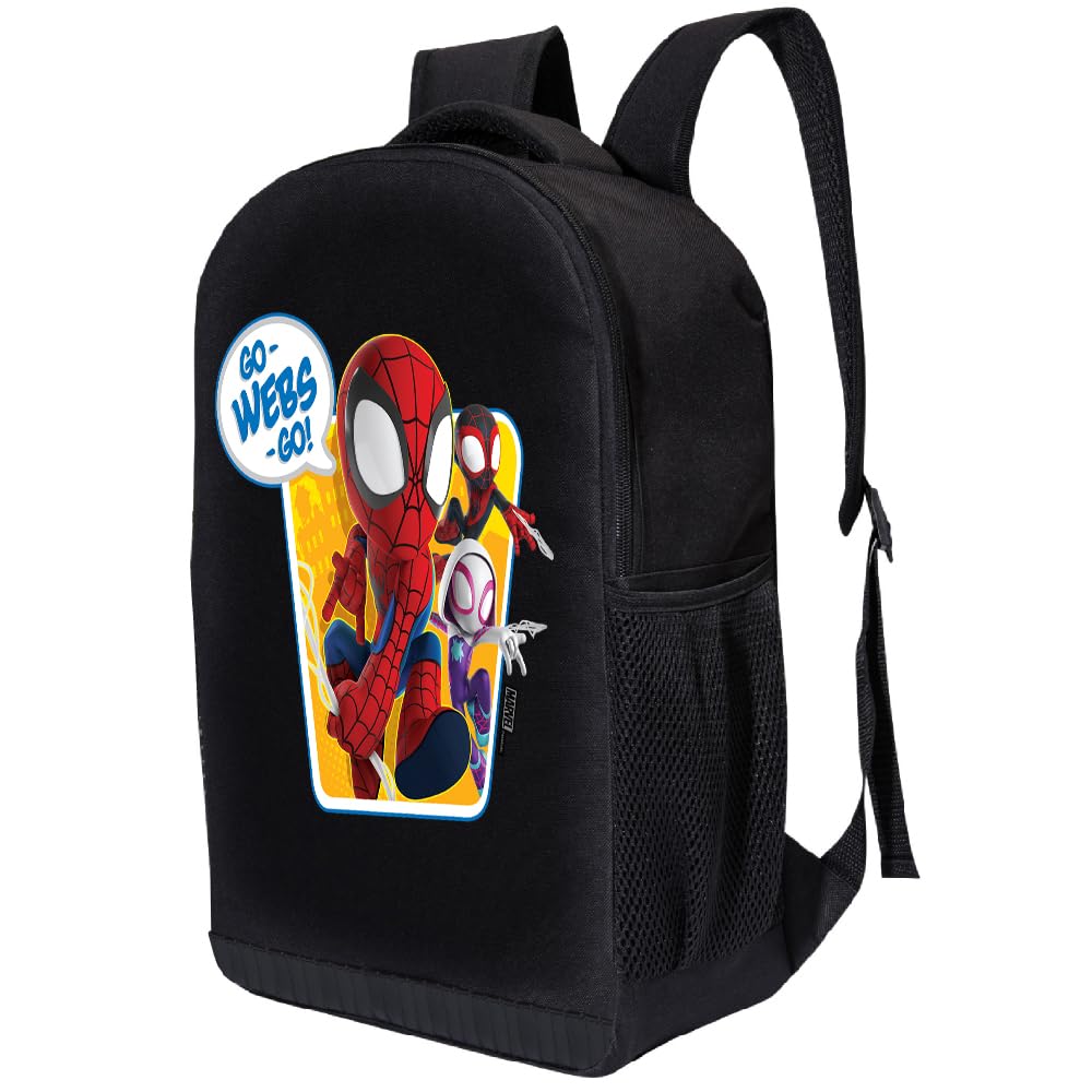 Marvel Spiderman Miles Morales Backpack for Kids - 18 Inch School Backpack for Boys & Girls with Spidey and His Amazing Friends Design | Perfect for School, Travel & Everyday Use (Go Webs Go)