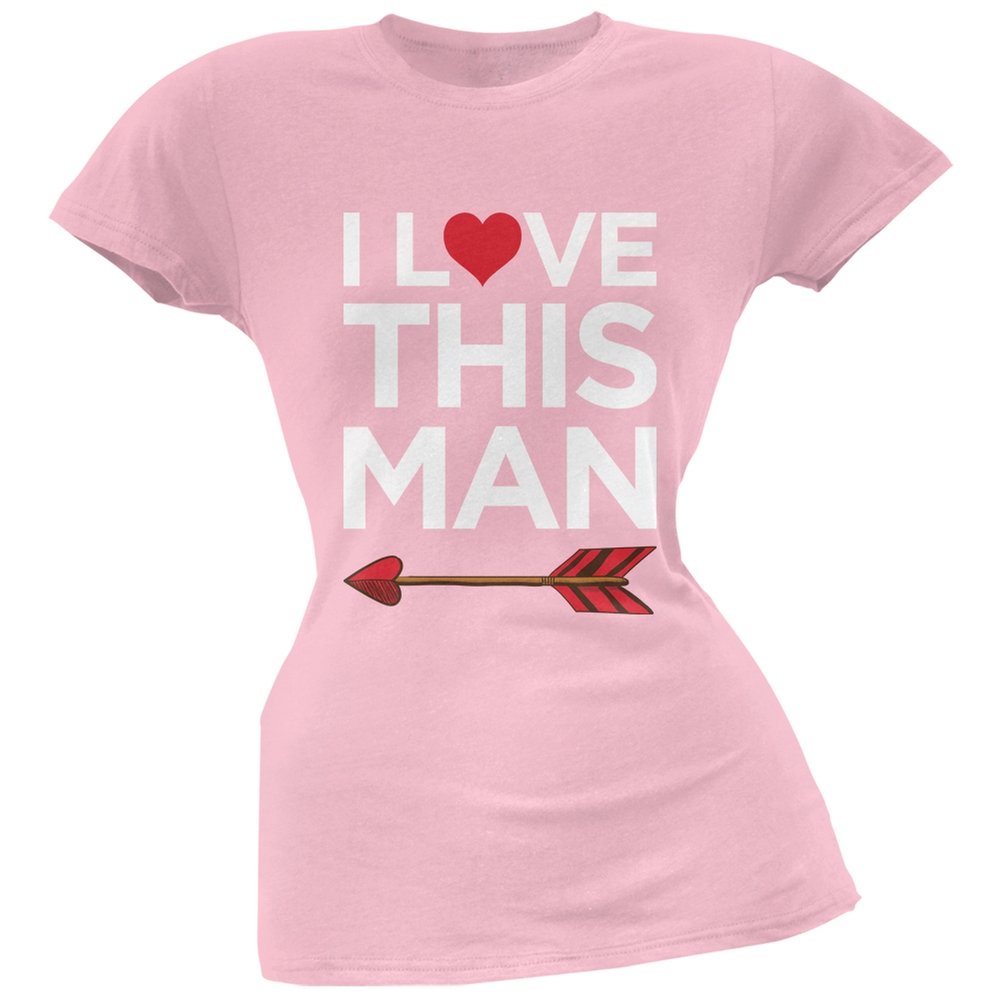 I Love This Man Pink Soft Juniors T-Shirt - Small | Comfortable Women's Casual Tee for Dating, Valentine's Day & Everyday Wear