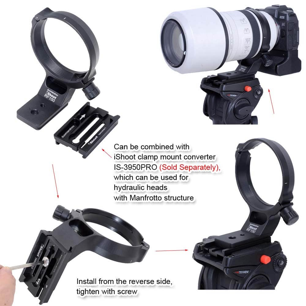 iShoot Tripod Mount Ring Lens Collar for Canon RF 100-500mm f/4.5-7.1L IS USM Lens - Arca-Swiss Compatible Quick Release Plate with Dovetail Groove - Perfect for Wildlife & Sports Photography