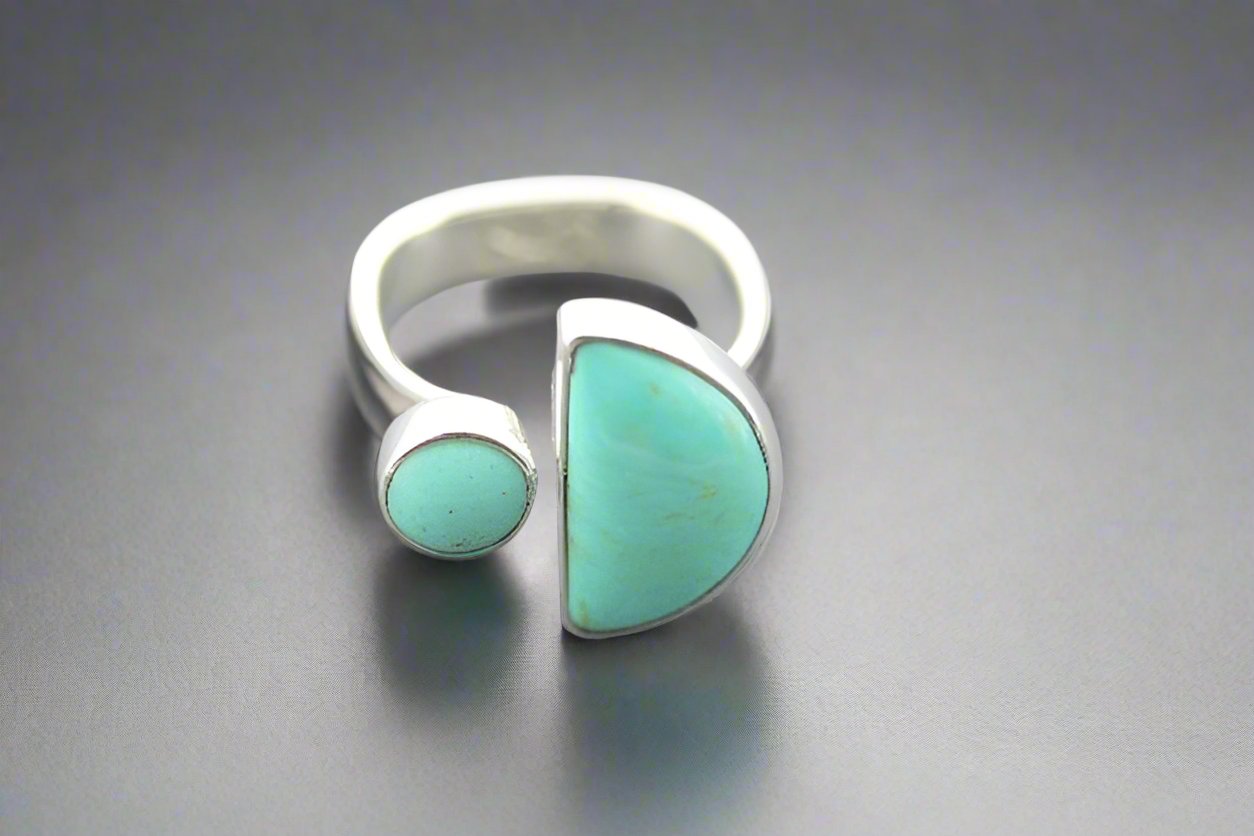 Turquoise Moon and Star Ring - Boho Chic Jewelry for Women, Perfect for Festivals, Parties & Everyday Wear