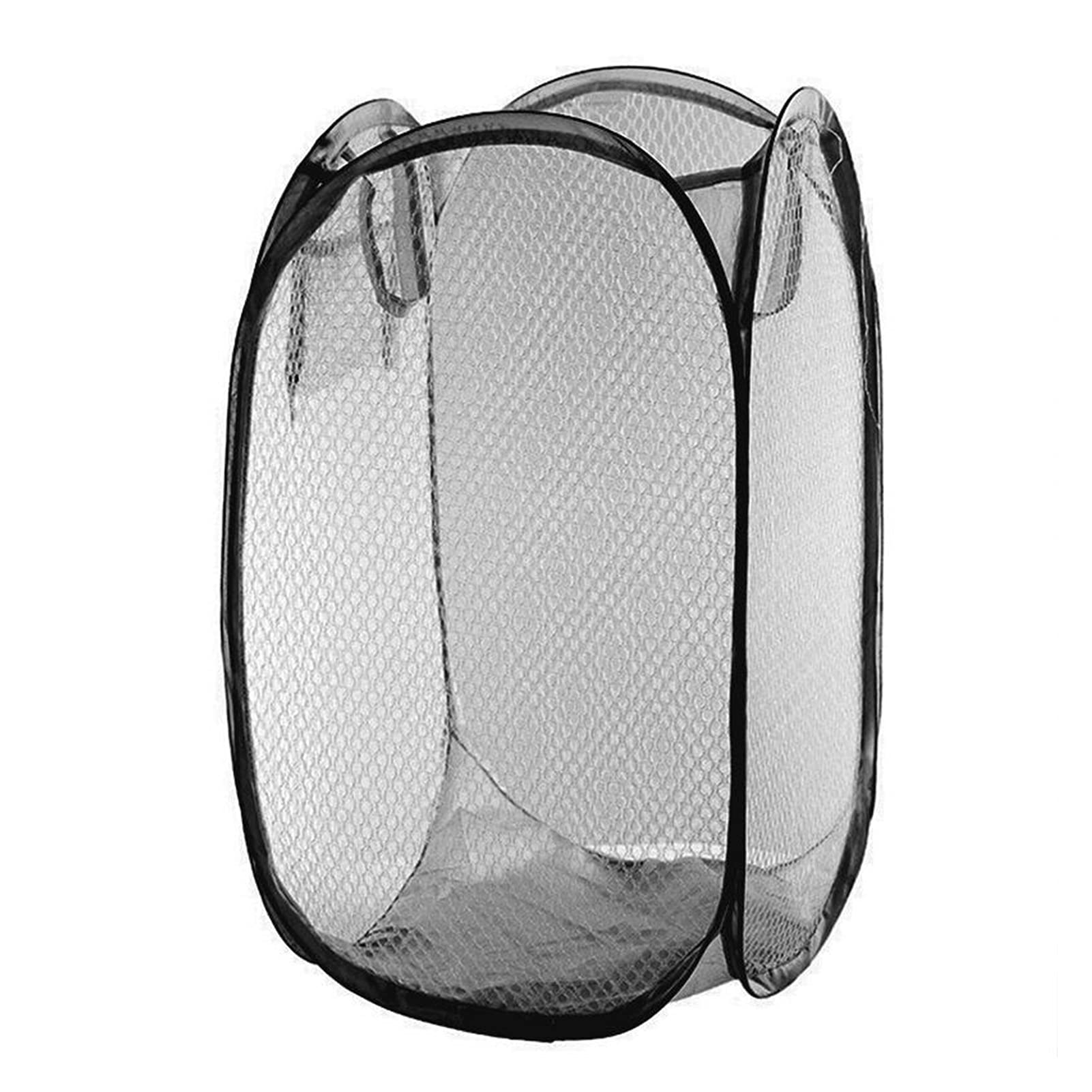 Foldable Mesh Laundry Basket - Pop-Up Clothes Hamper for College Dorm, Space-Saving Storage Organizer - Perfect for Bedroom, Bathroom & Laundry Room (Black)