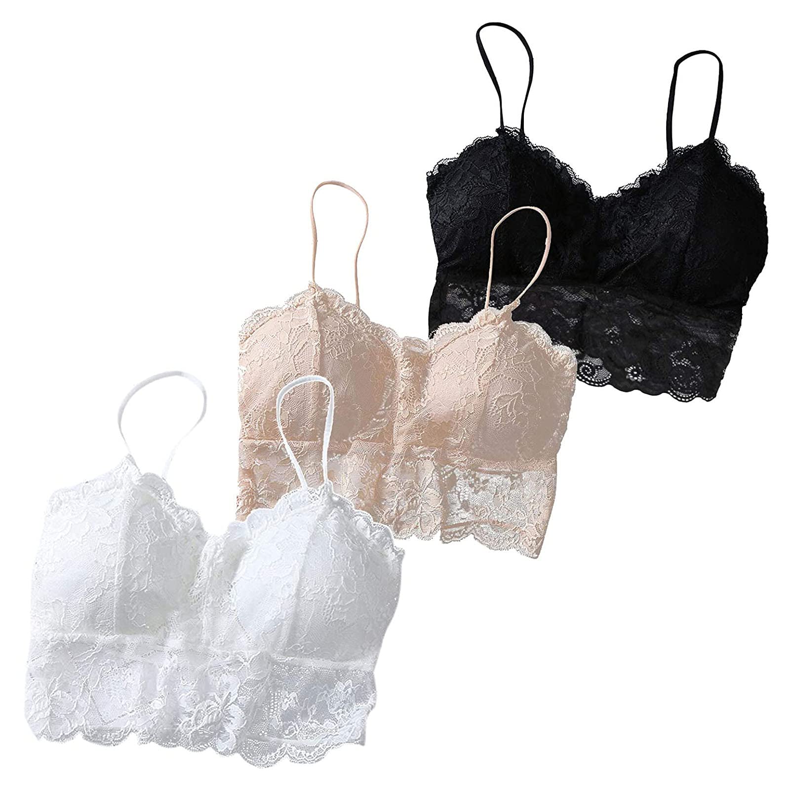 3-Piece Women's Sexy Lace Criss Cross Bandeau Vest Set with Chest Pads - Sports Underwear & Flannel Nightgown for Sleepwear, Lounge & Intimate Wear