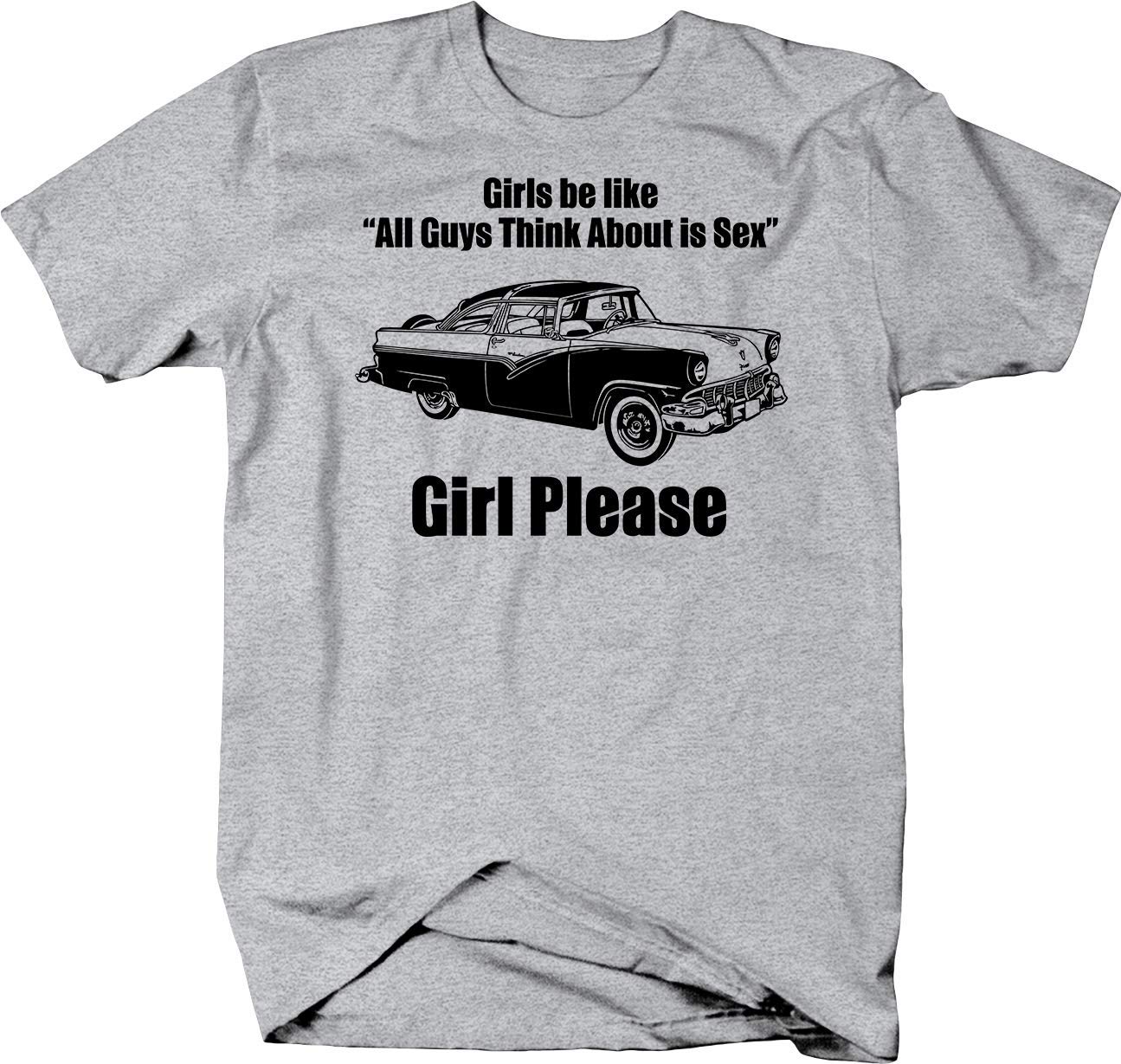 Funny College T-Shirt for Men - Falcon Apparel 'All Guys Think About is Sex and Cars' Graphic Tee - Perfect for Campus, Parties & Casual Wear
