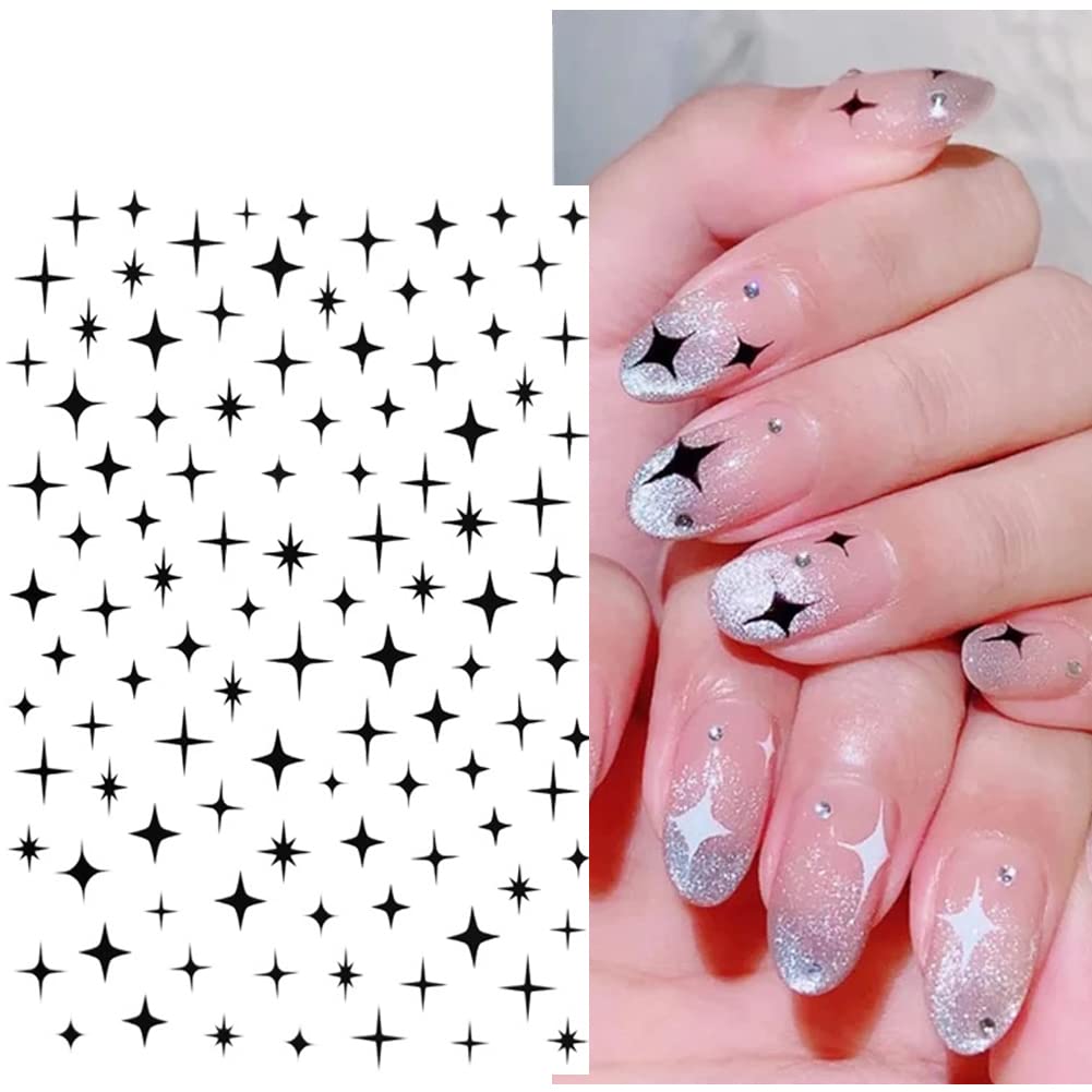 7 Sheets 3D Metallic Stars Nail Art Stickers - Self-Adhesive Glitter Gold Silver White Nail Decals for Acrylic Nails, Manicure & Pedicure | Perfect for Salon, Home DIY Nail Art & Party Nail Designs