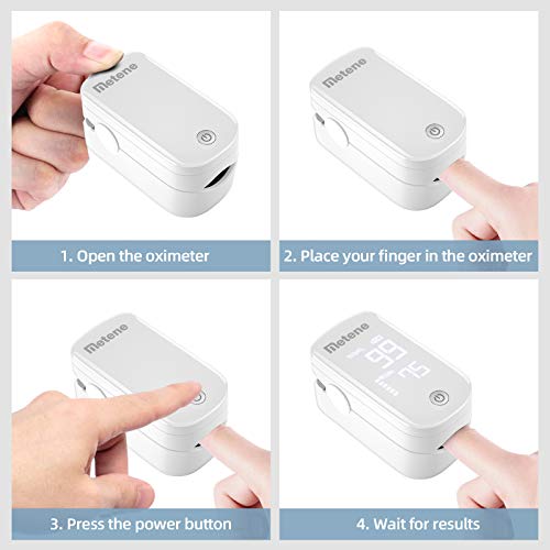 Metene Fingertip Pulse Oximeter - Accurate Blood Oxygen Saturation (SpO2) and Heart Rate Monitor - Portable Oxygen Meter for Home Use, Sports & Travel - FDA Approved for Adults & Kids