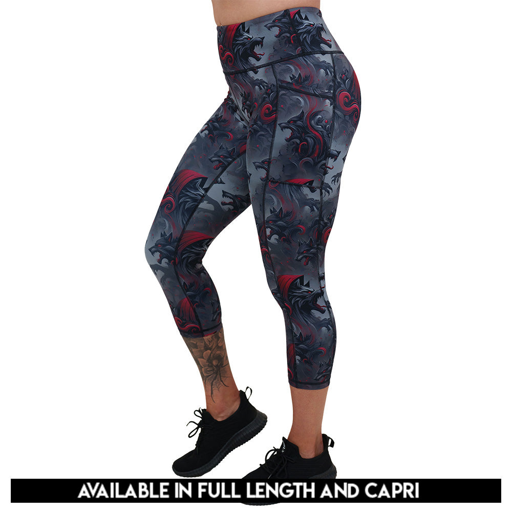 Big Bad Wolf Leggings for Women - High Waisted Yoga Pants with Pockets - Soft Stretchy Workout Leggings for Running, Gym & Lounge Wear