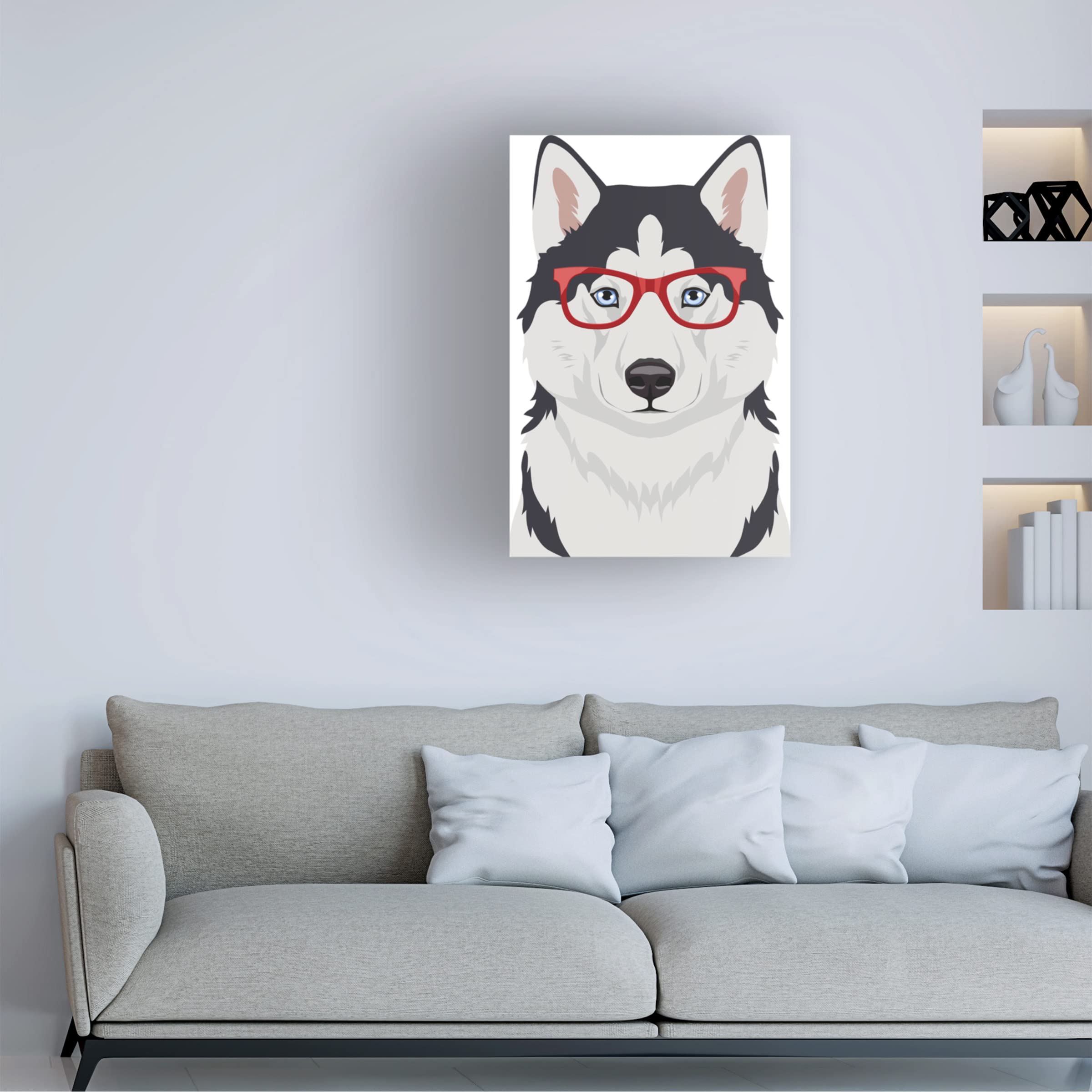 Husky Wearing Hipster Glasses Canvas Wall Art - Funny Dog Portrait Print for Home & Office Decor - Perfect Gift for Dog Lovers