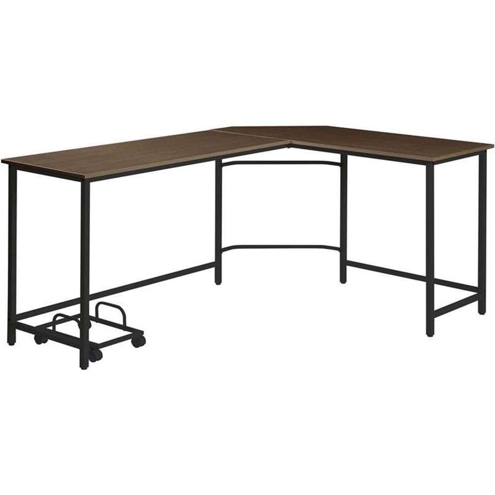 BOWERY HILL Modern Black Metal Computer Desk - Home Office Workstation for Small Spaces & Gaming Setup