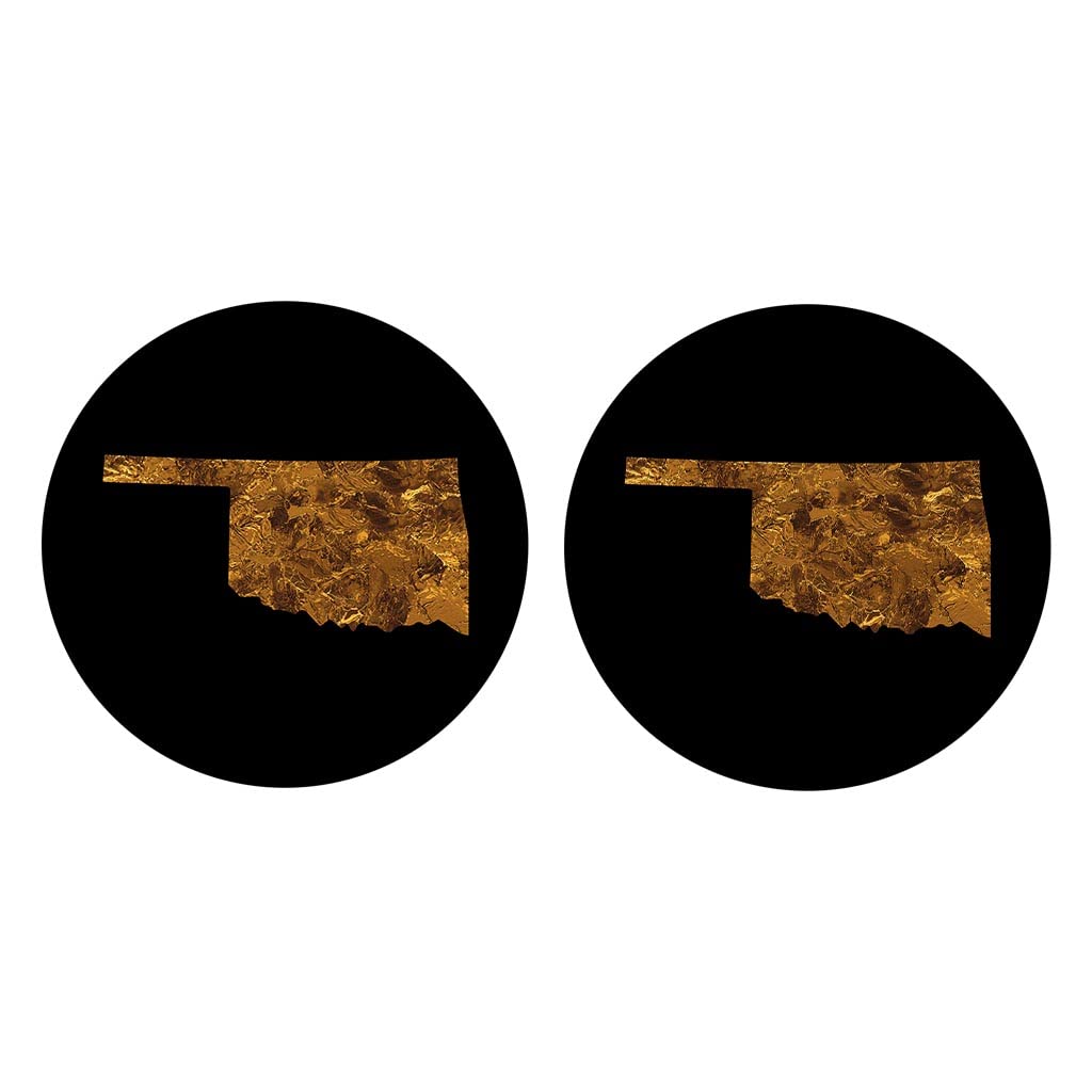 Joyride Home Décor Modern Copper Oklahoma 2-Pack Ceramic Car Coasters - 2.65 Inch Round Cup Holder Protectors for Vehicles, Car Accessories to Keep Your Ride Clean & Stylish - Perfect for Road Trips, Commuting & Coffee Lovers