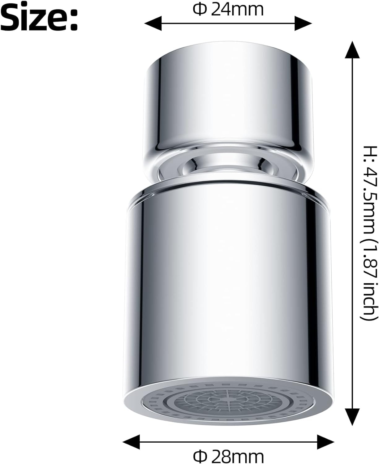 Hibbent NSF/ANSI/CAN 61 Certified 360° Swivel Kitchen Faucet Aerator with Dual-Function Sprayer - 55/64