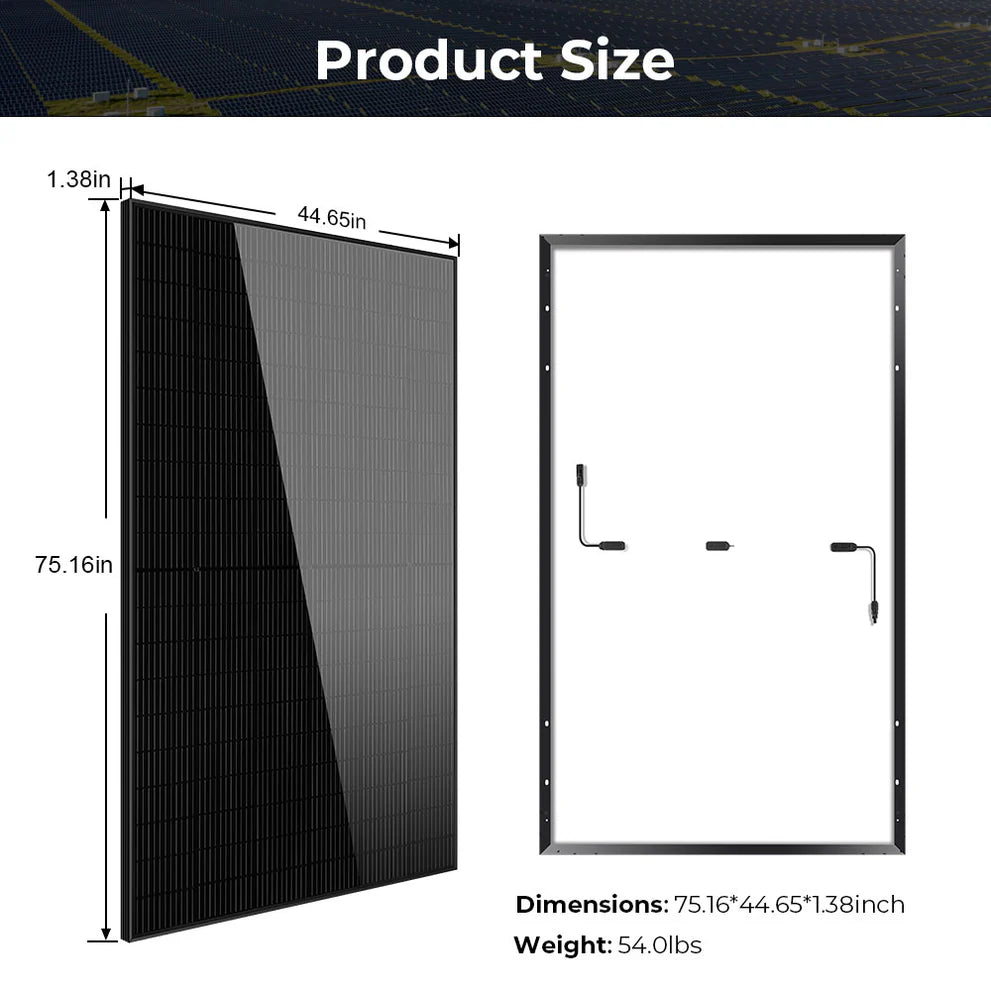 SunGoldPower 440W Monocrystalline Black PERC Solar Panel - High Efficiency Solar Panel for Home, RV & Off-Grid Power - Perfect for Residential, Camping & Emergency Backup