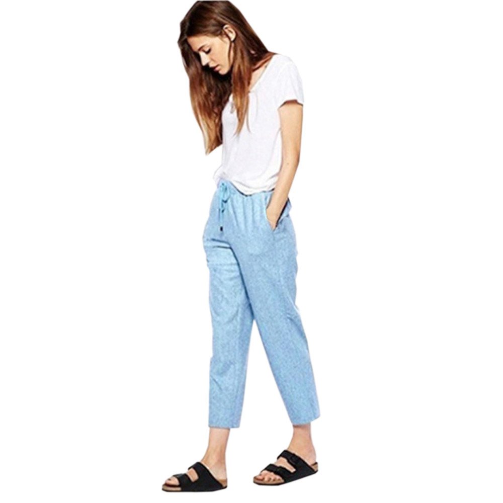 ZEFOTIM Women's Plus Size Casual Cotton Linen Pants with Elastic Waist - Summer Slim Fit Trousers for Comfortable Everyday Wear, Office, and Travel