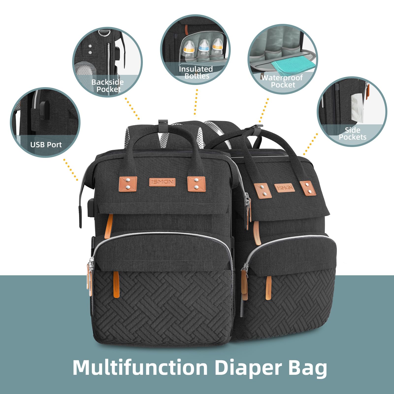 Premium Diaper Backpack with Insulated Bottle Pockets & Foldable Changing Pad - Large Baby Bag for Travel, Daycare & On-the-Go Parents - Waterproof & Spacious Black Diaper Bag