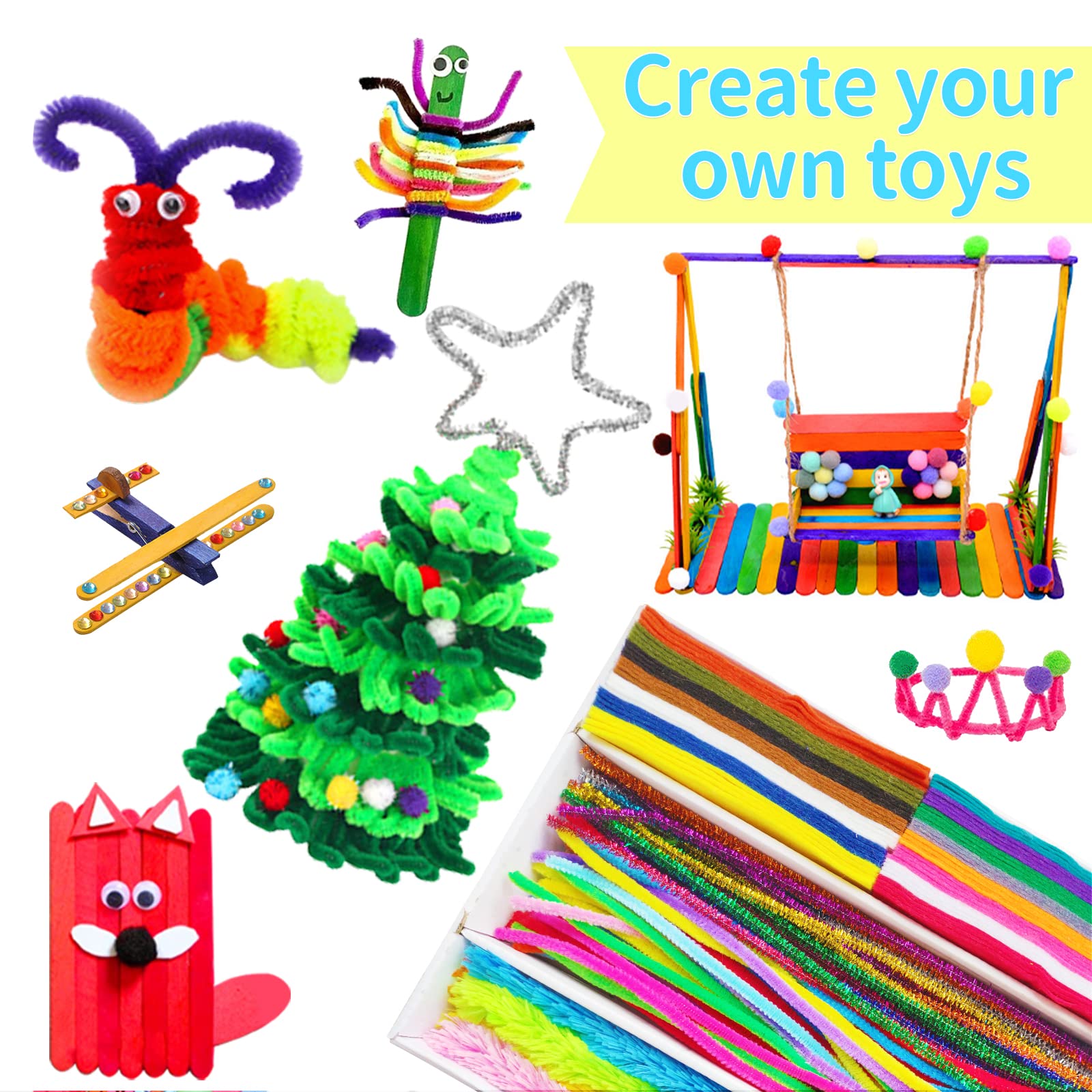 Itopstar 5000+ Pieces Kids Arts and Crafts Supplies Kit - Giant DIY Art Box for School, Homeschool & Kindergarten - Creative Crafting Projects for Toddlers & Children | Perfect for Classroom Activities, Birthday Gifts & Holiday Crafts