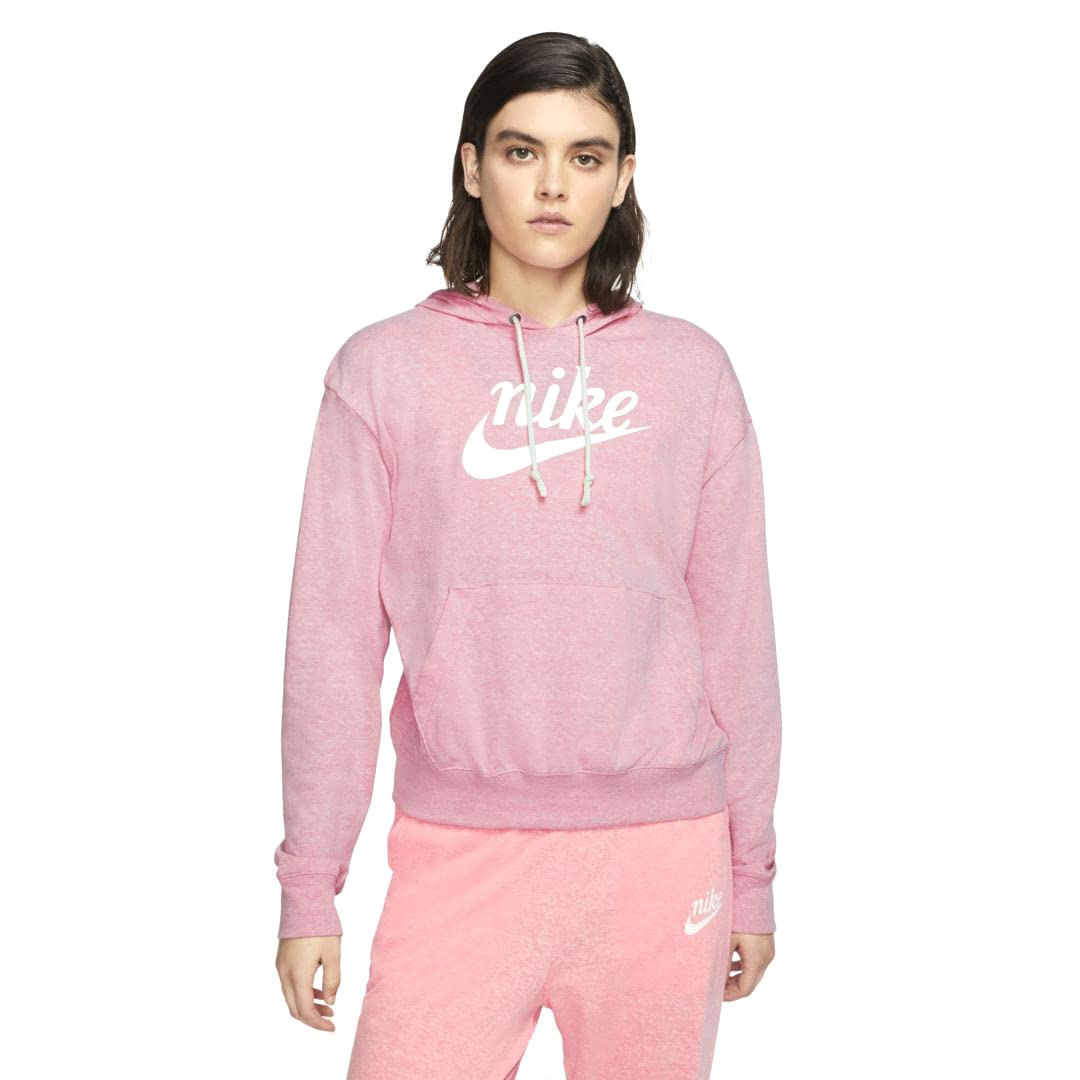 Vintage Nike Women's Pink Hoodie - Soft Fleece Gym Sweatshirt for Workouts, Running & Casual Wear