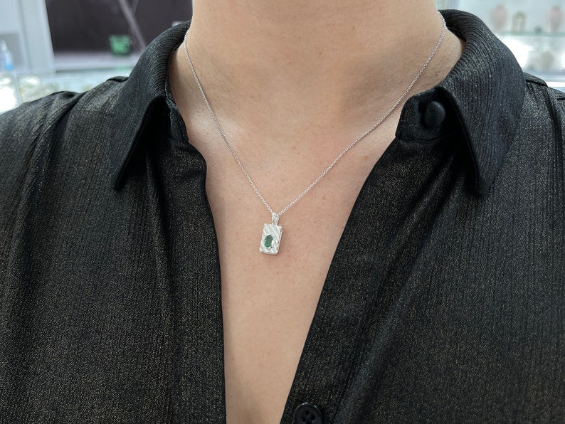 0.50ct Natural Oval Cut Emerald Solitaire Pendant Necklace - 925 Sterling Silver Bezel Set for Men & Women | Perfect for Weddings, Anniversaries & Everyday Elegance