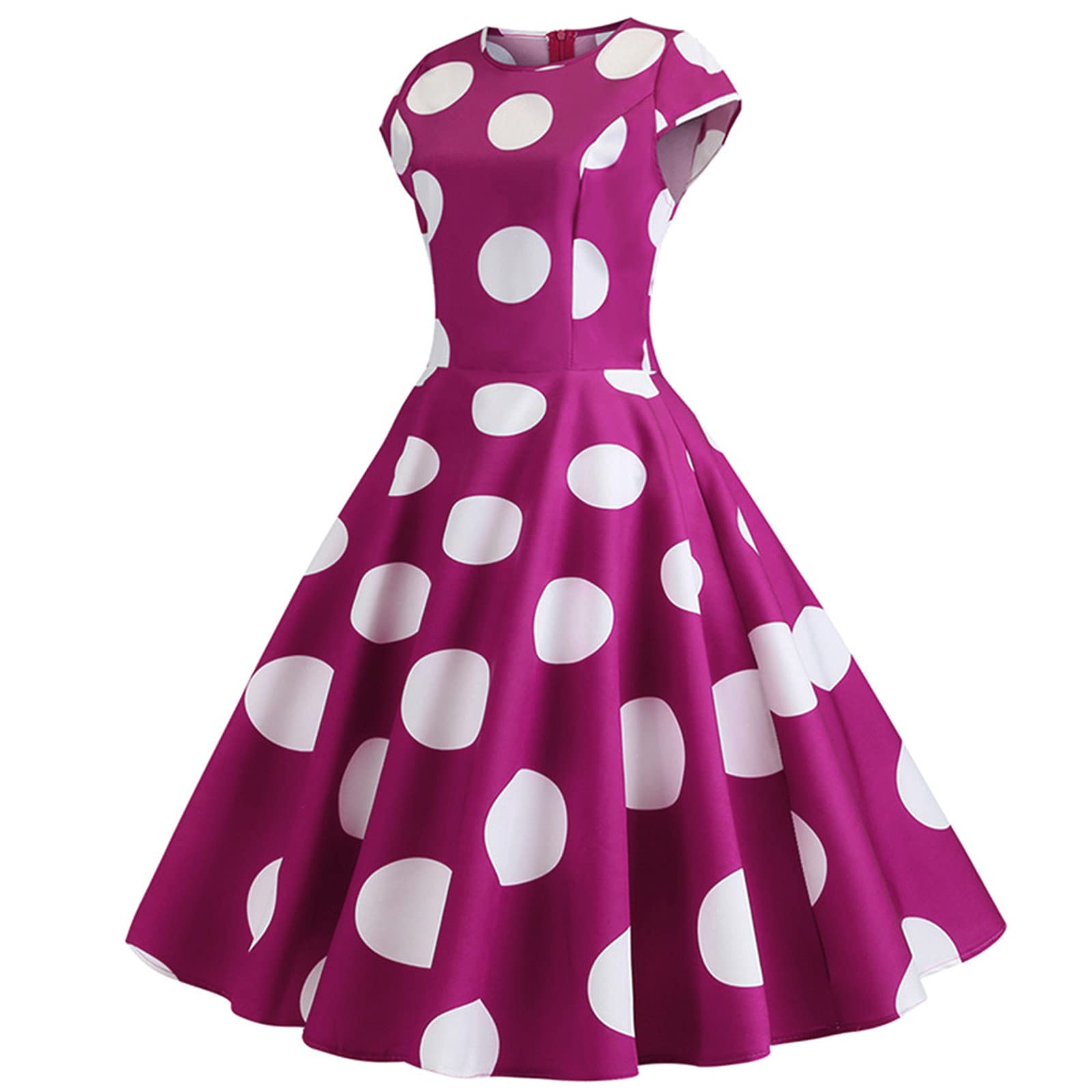 Vintage Women's Sleeveless Cocktail Swing Dress - Polka Dot Rockabilly Party Dress for Wedding Guest, Prom, Night Out & Special Occasions